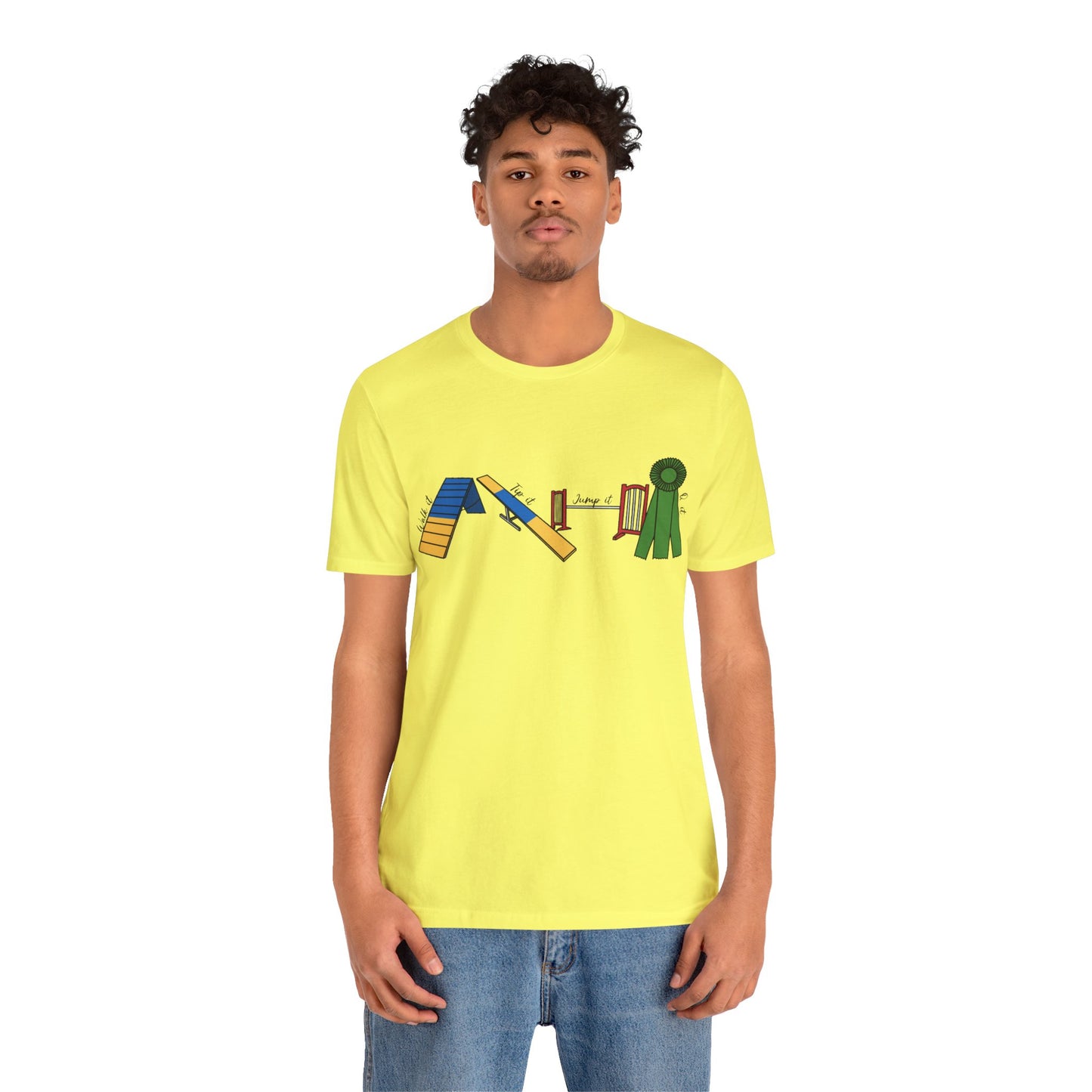 Dog Agility Day - Walk it, Tip it, Jump it, Q it - Print Bella + Canvas Short Sleeve Tee