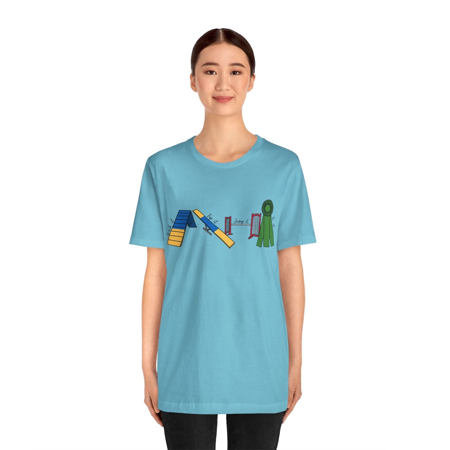 Dog Agility Day - Walk it, Tip it, Jump it, Q it - Print Bella + Canvas Short Sleeve Tee