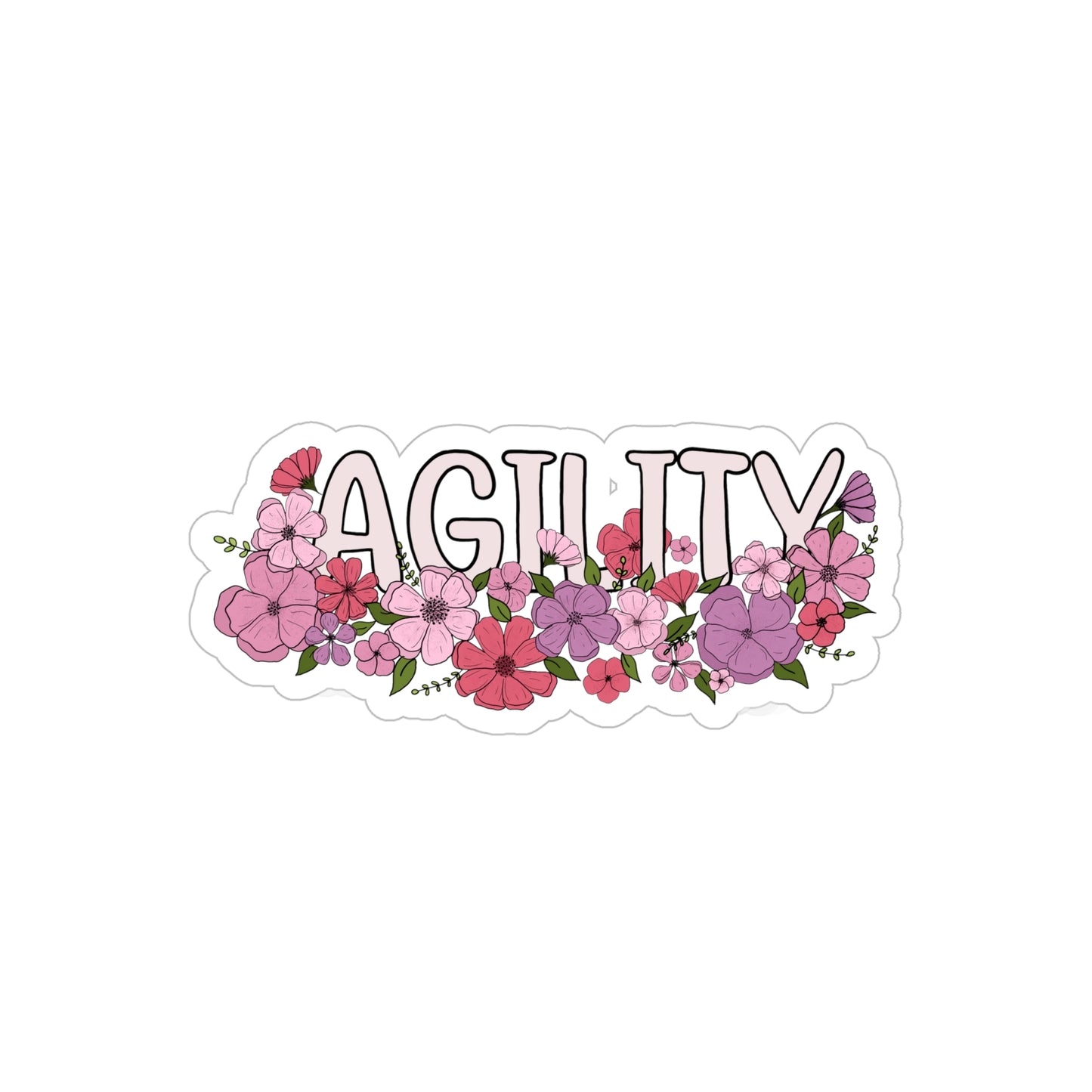 Dog Agility Floral Transparent Outdoor Stickers, Die-Cut, 1pcs