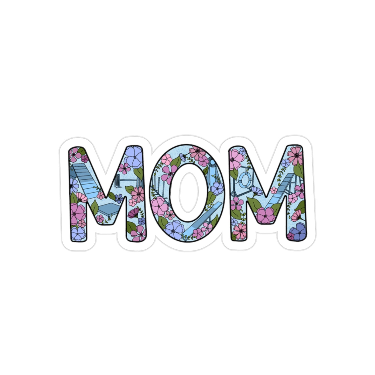 Dog Agility Floral Mom Transparent Outdoor Stickers, Die-Cut, 1pcs