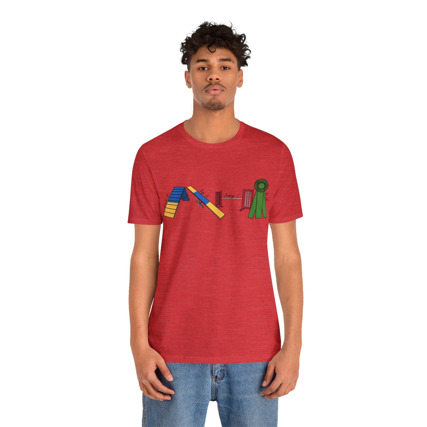Dog Agility Day - Walk it, Tip it, Jump it, Q it - Print Bella + Canvas Short Sleeve Tee