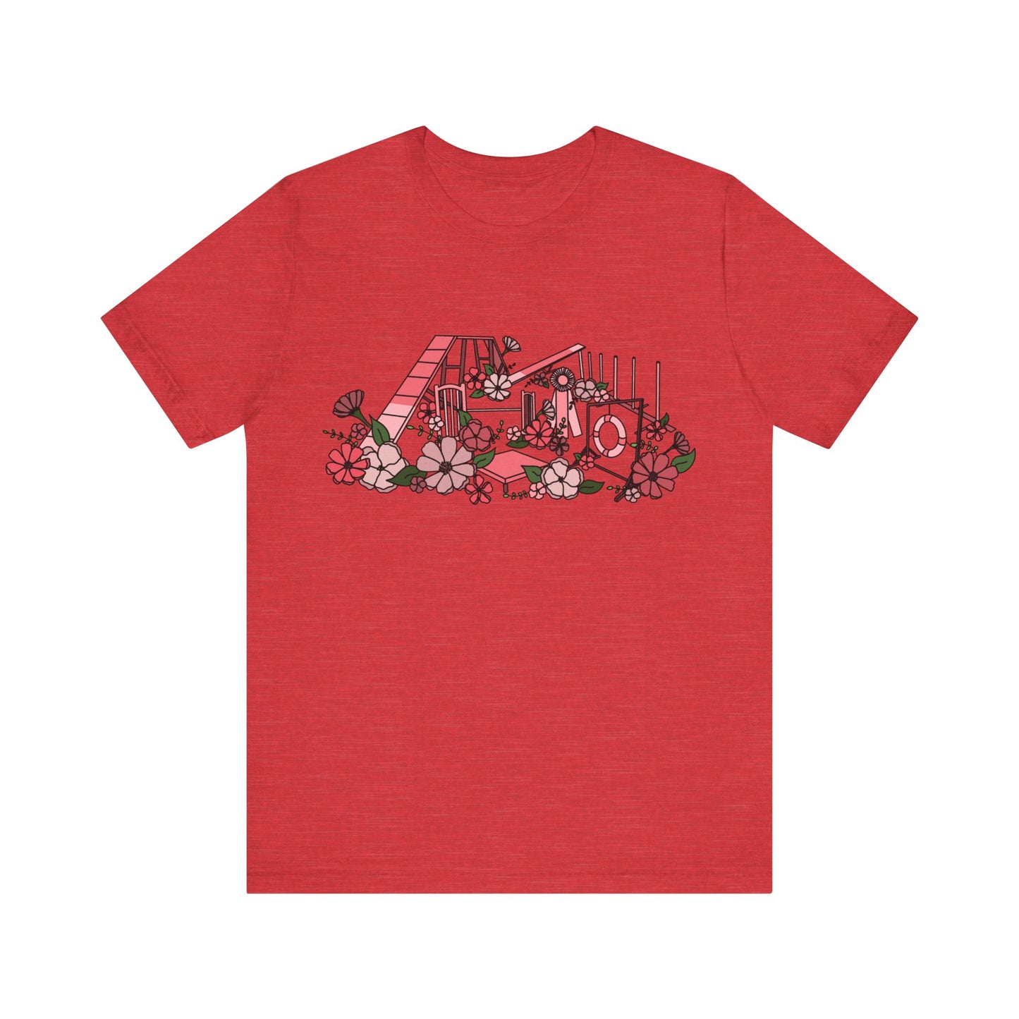 Dog Agility Floral Equipment Print Bella + Canvas Short Sleeve Tee
