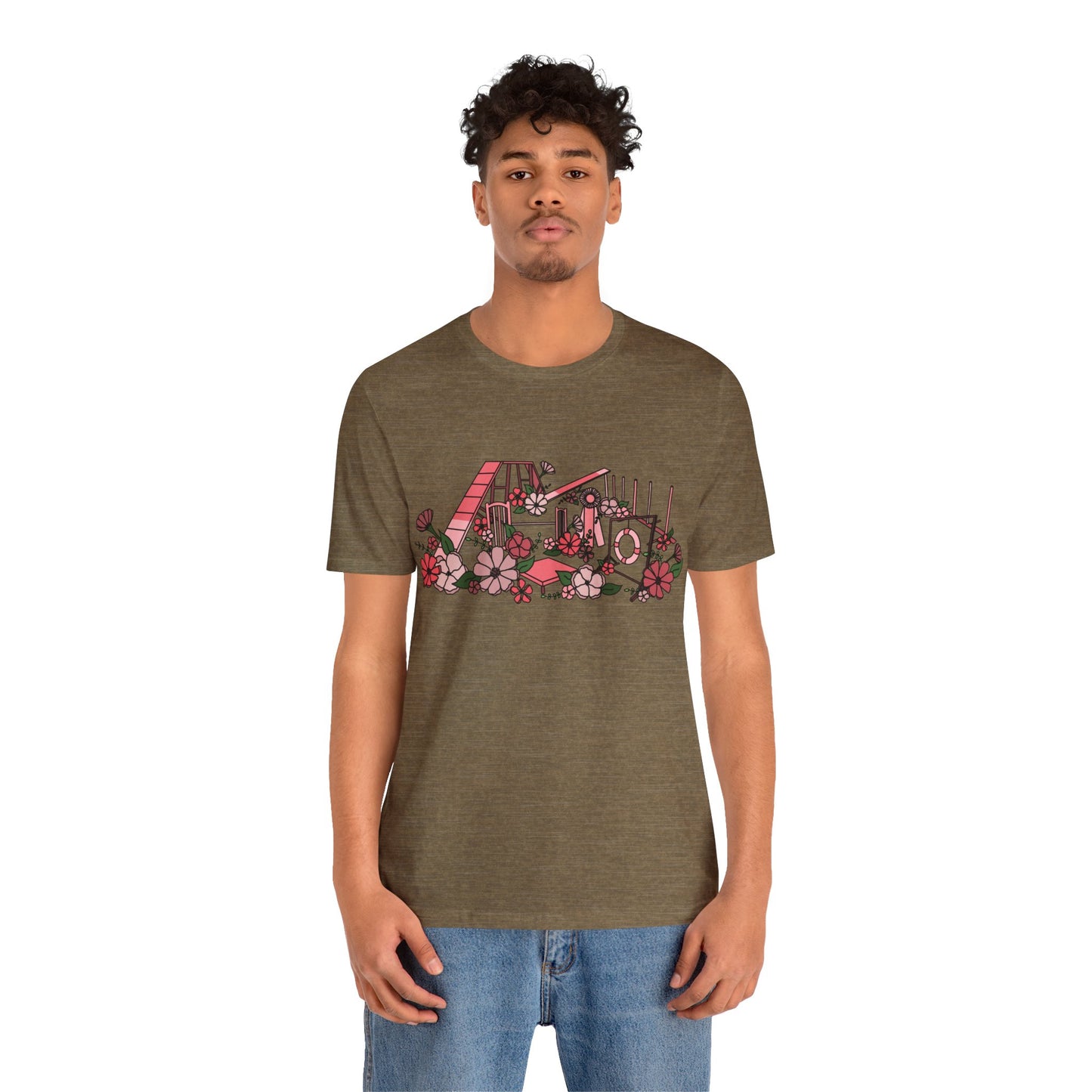 Dog Agility Floral Equipment Print Bella + Canvas Short Sleeve Tee