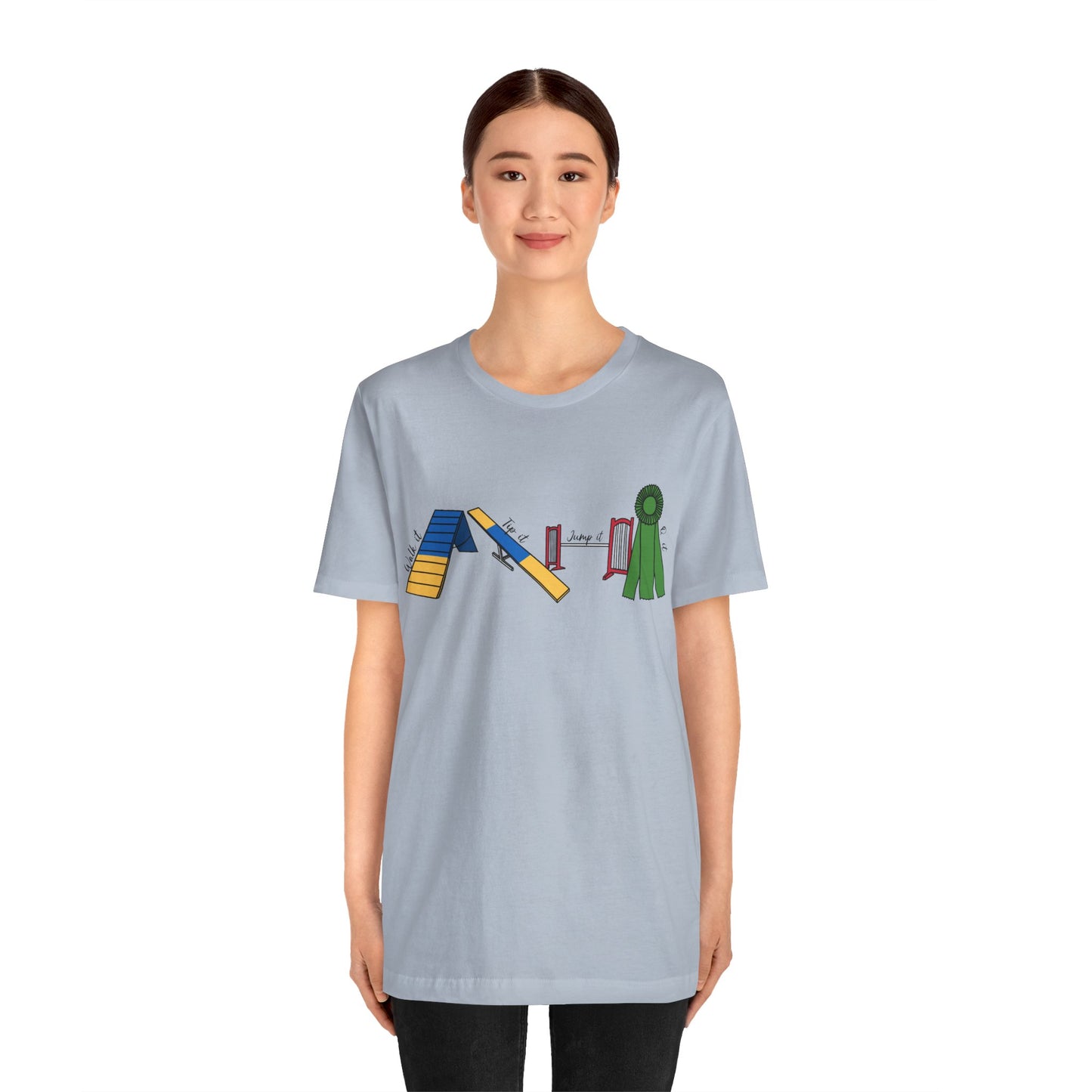 Dog Agility Day - Walk it, Tip it, Jump it, Q it - Print Bella + Canvas Short Sleeve Tee
