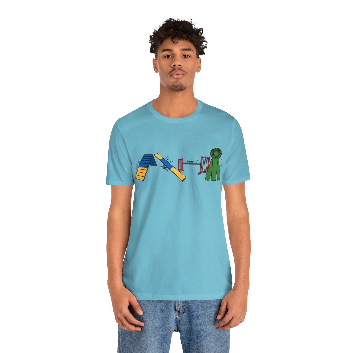 Dog Agility Day - Walk it, Tip it, Jump it, Q it - Print Bella + Canvas Short Sleeve Tee