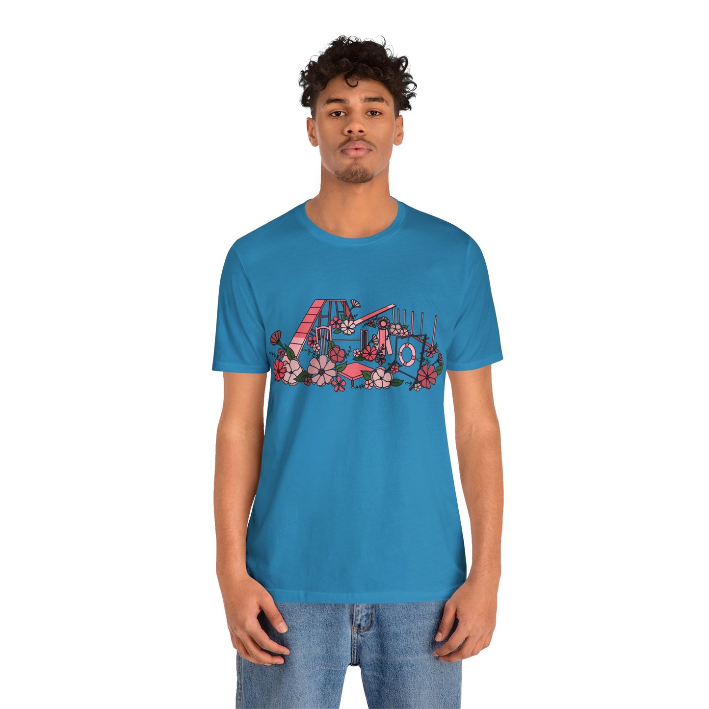 Dog Agility Floral Equipment Print Bella + Canvas Short Sleeve Tee