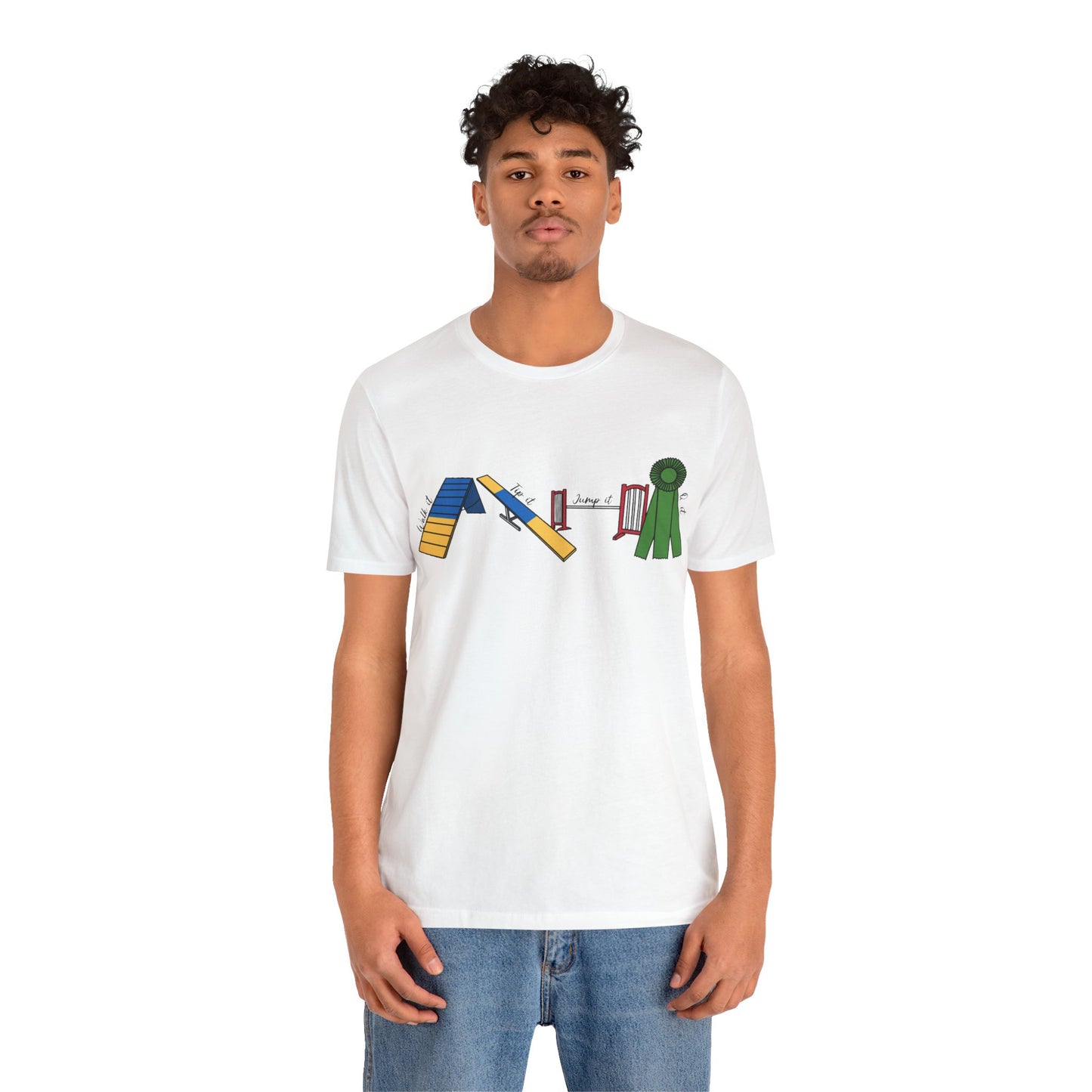 Dog Agility Day - Walk it, Tip it, Jump it, Q it - Print Bella + Canvas Short Sleeve Tee