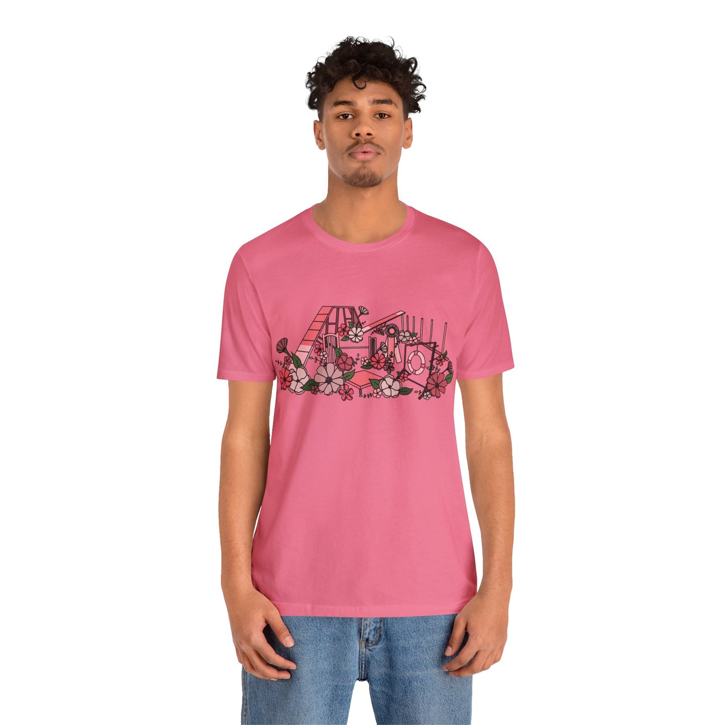 Dog Agility Floral Equipment Print Bella + Canvas Short Sleeve Tee