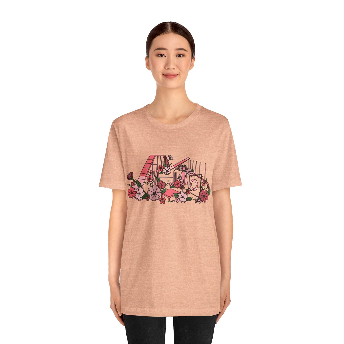 Dog Agility Floral Equipment Print Bella + Canvas Short Sleeve Tee
