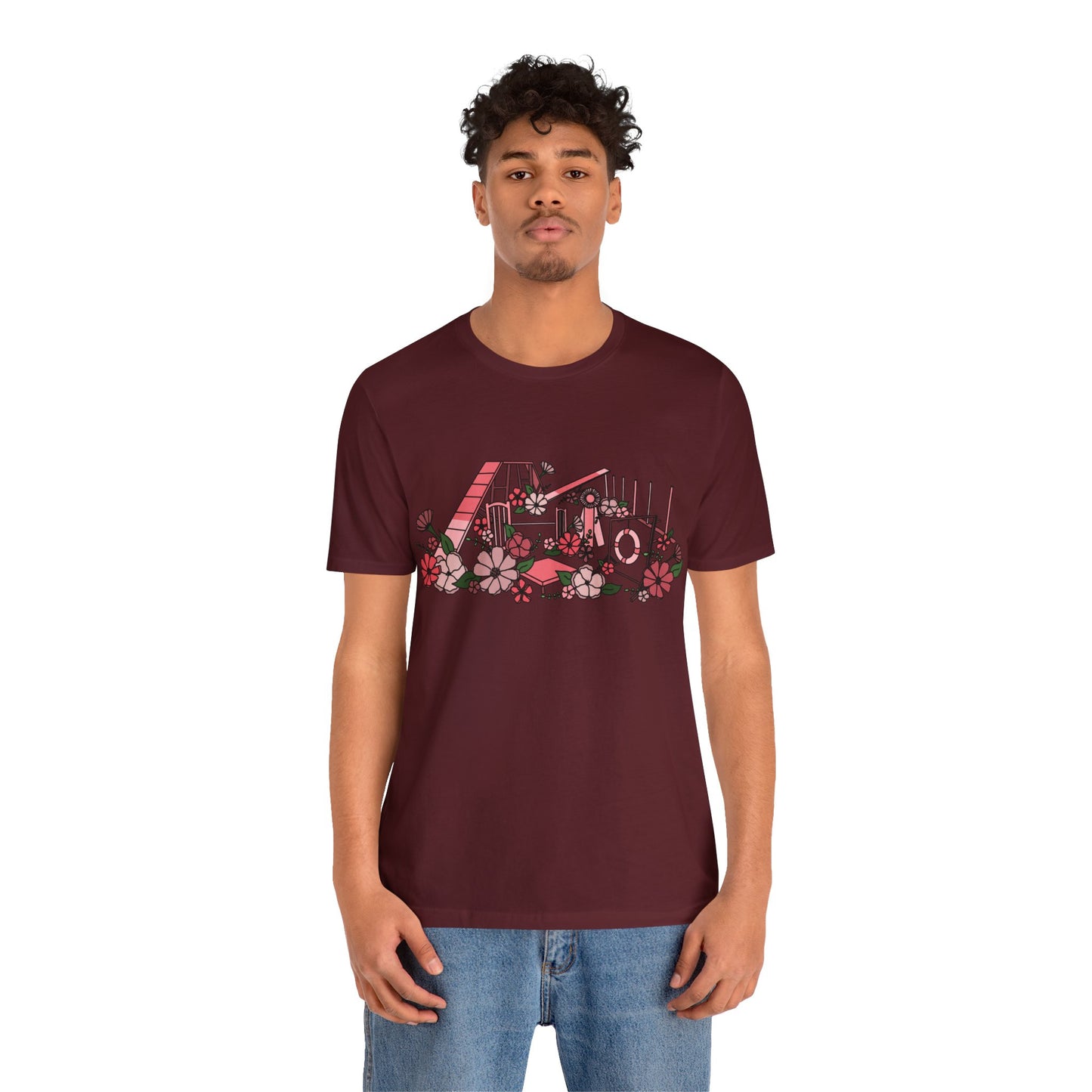 Dog Agility Floral Equipment Print Bella + Canvas Short Sleeve Tee