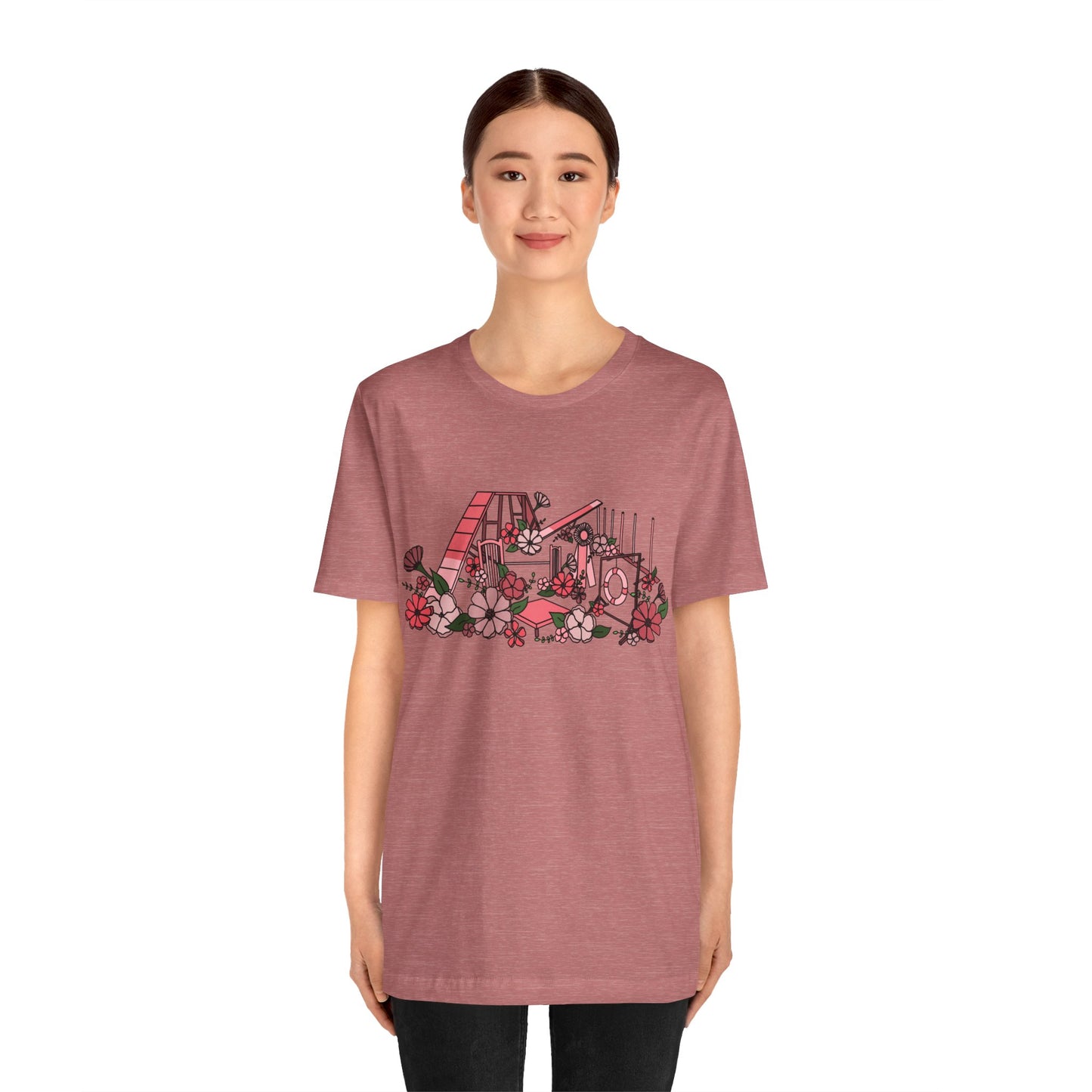Dog Agility Floral Equipment Print Bella + Canvas Short Sleeve Tee