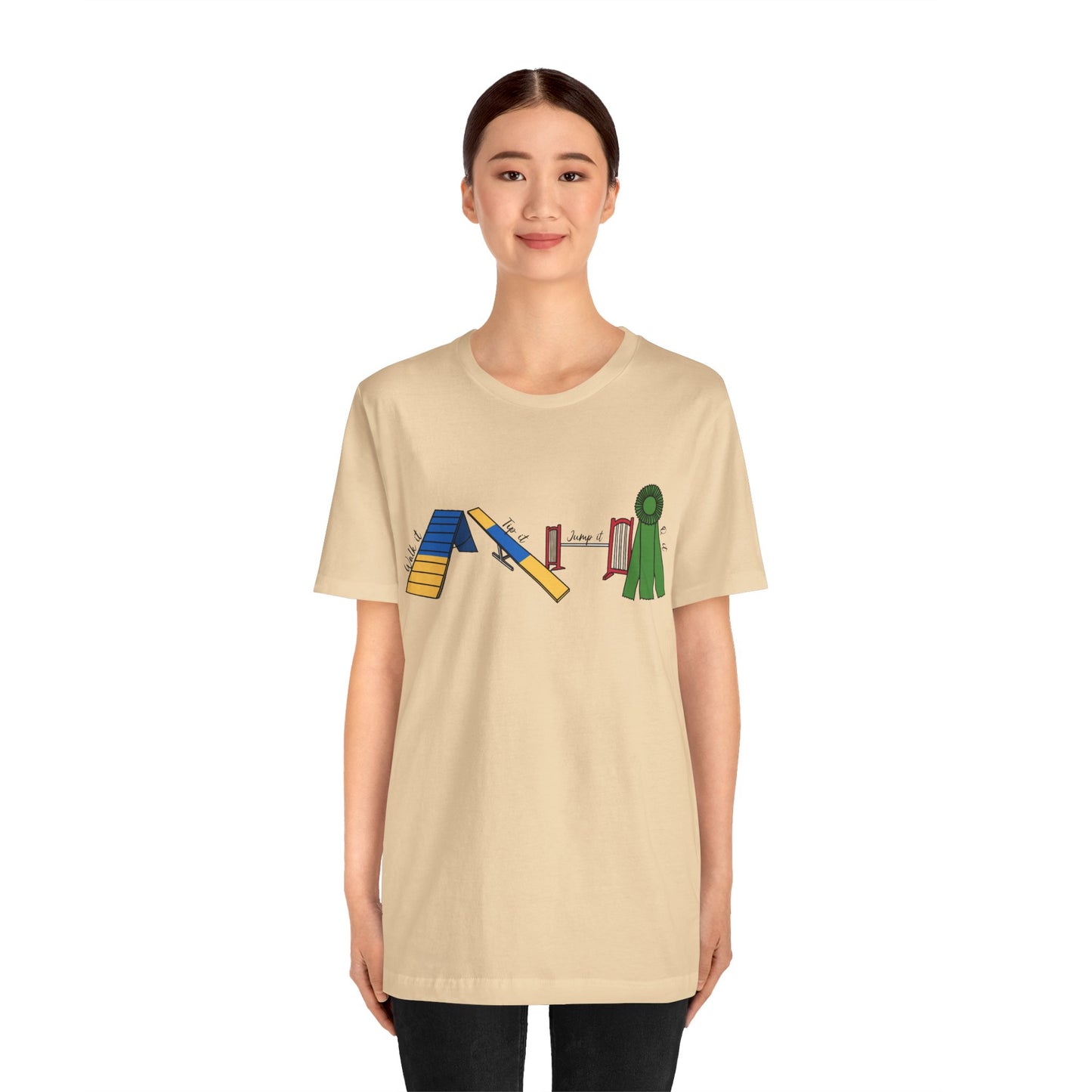 Dog Agility Day - Walk it, Tip it, Jump it, Q it - Print Bella + Canvas Short Sleeve Tee