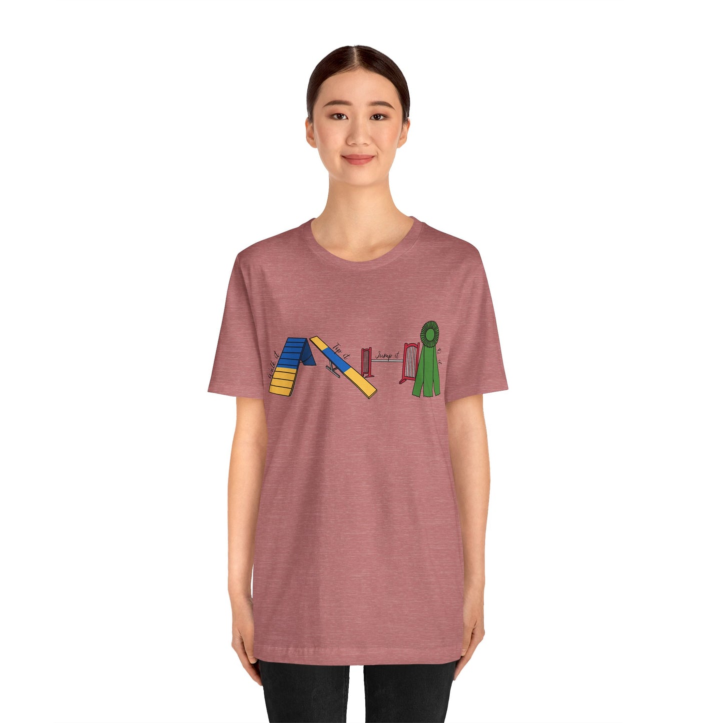 Dog Agility Day - Walk it, Tip it, Jump it, Q it - Print Bella + Canvas Short Sleeve Tee
