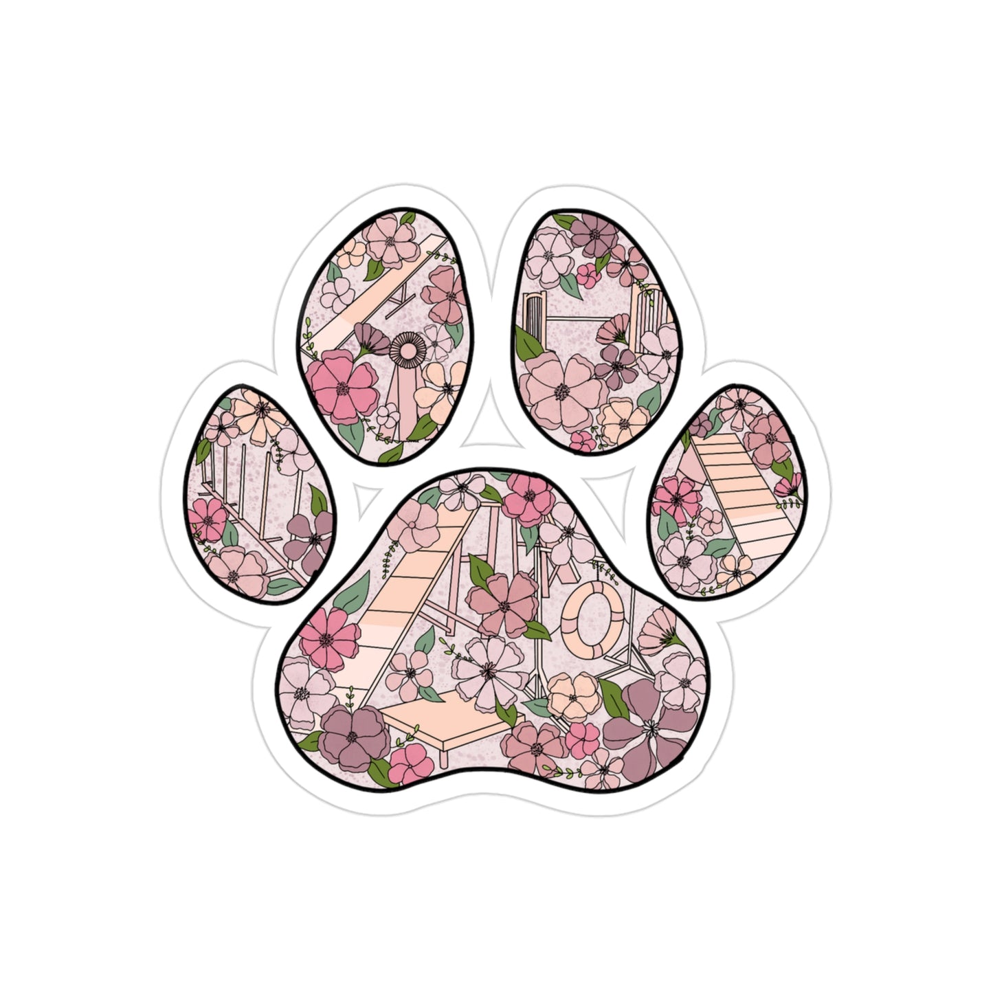 Dog Agility Paw Transparent Outdoor Stickers, Die-Cut, 1pcs