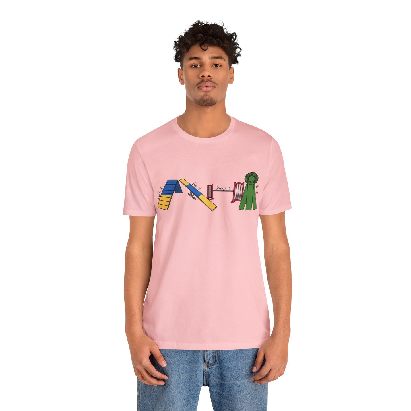 Dog Agility Day - Walk it, Tip it, Jump it, Q it - Print Bella + Canvas Short Sleeve Tee