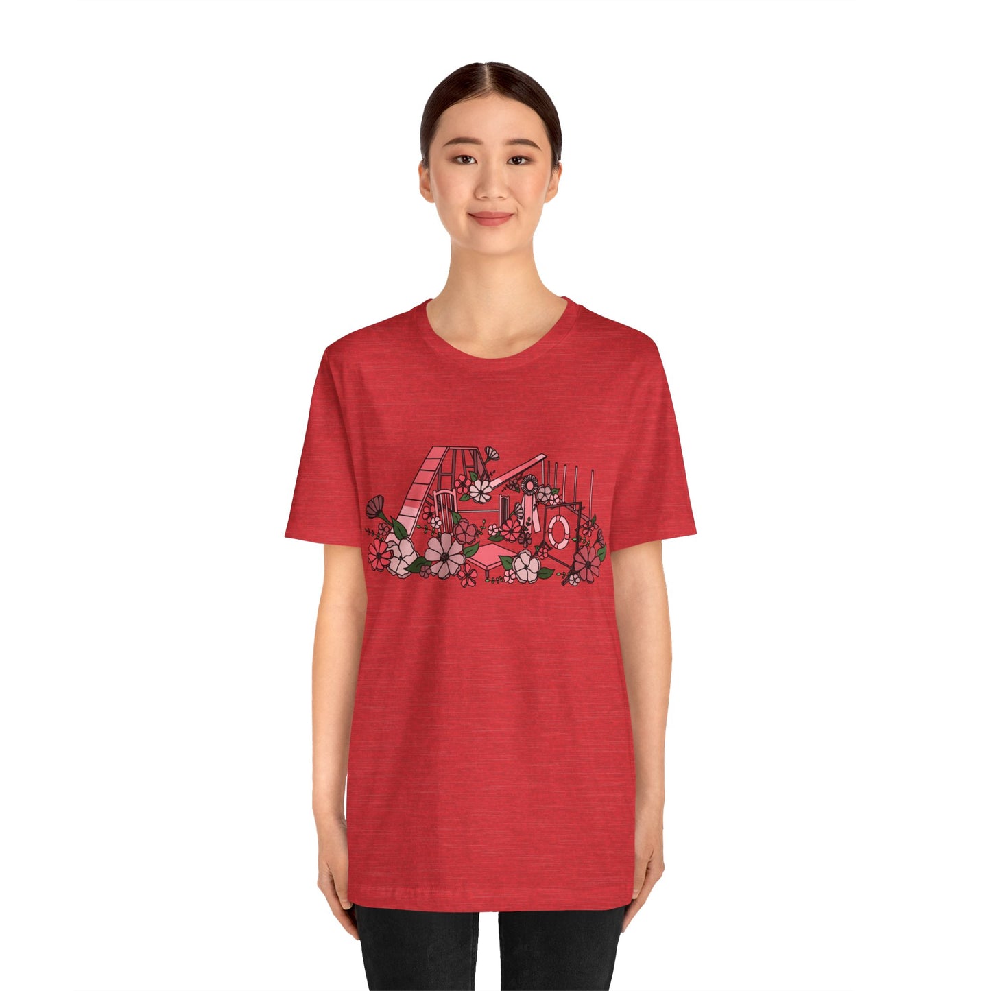 Dog Agility Floral Equipment Print Bella + Canvas Short Sleeve Tee