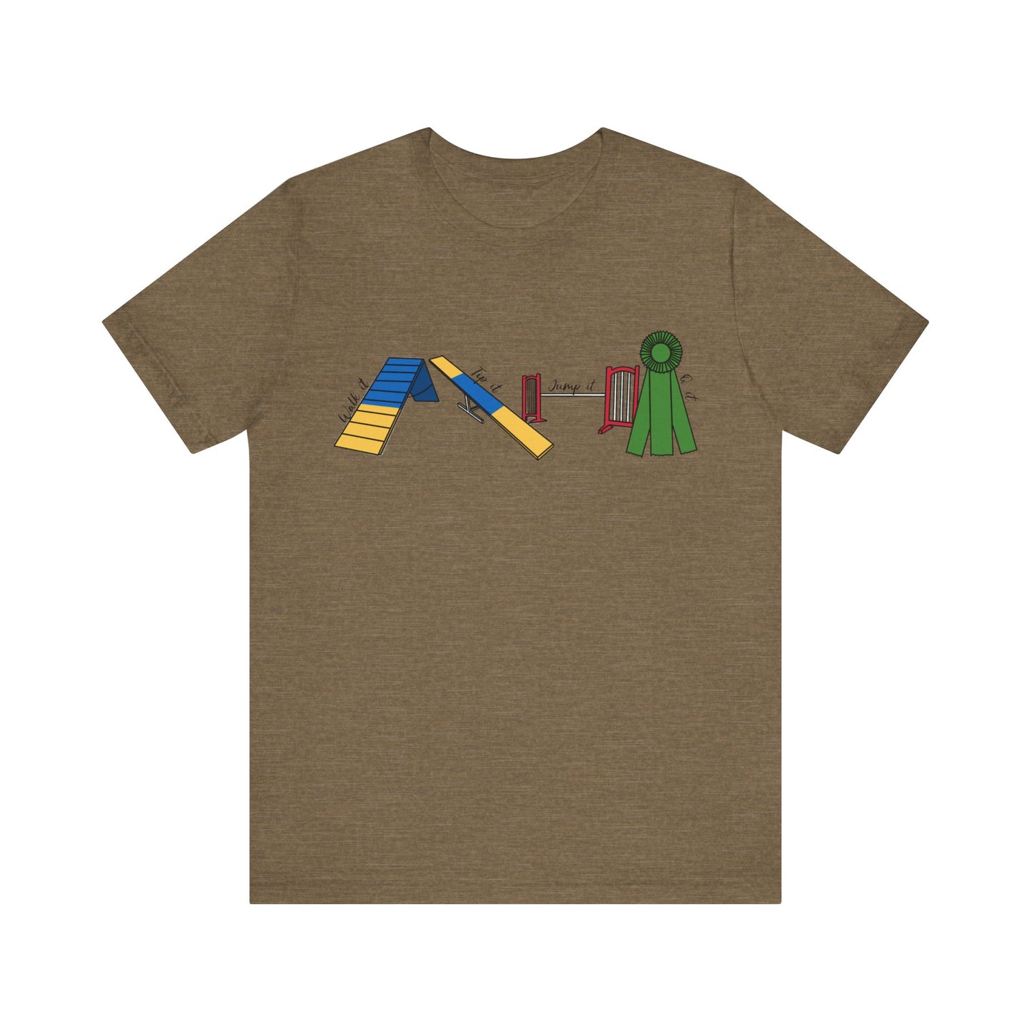 Dog Agility Day - Walk it, Tip it, Jump it, Q it - Print Bella + Canvas Short Sleeve Tee