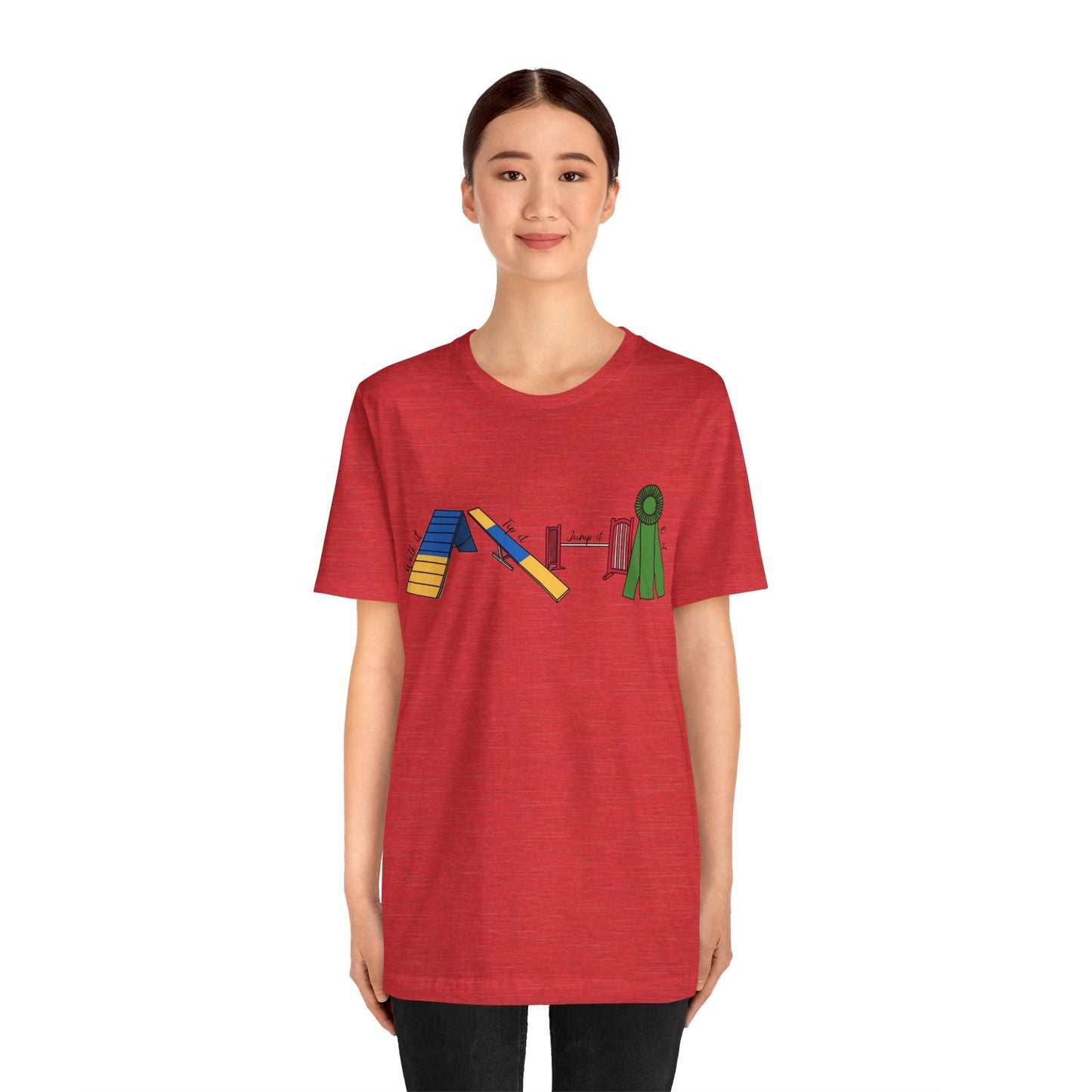 Dog Agility Day - Walk it, Tip it, Jump it, Q it - Print Bella + Canvas Short Sleeve Tee