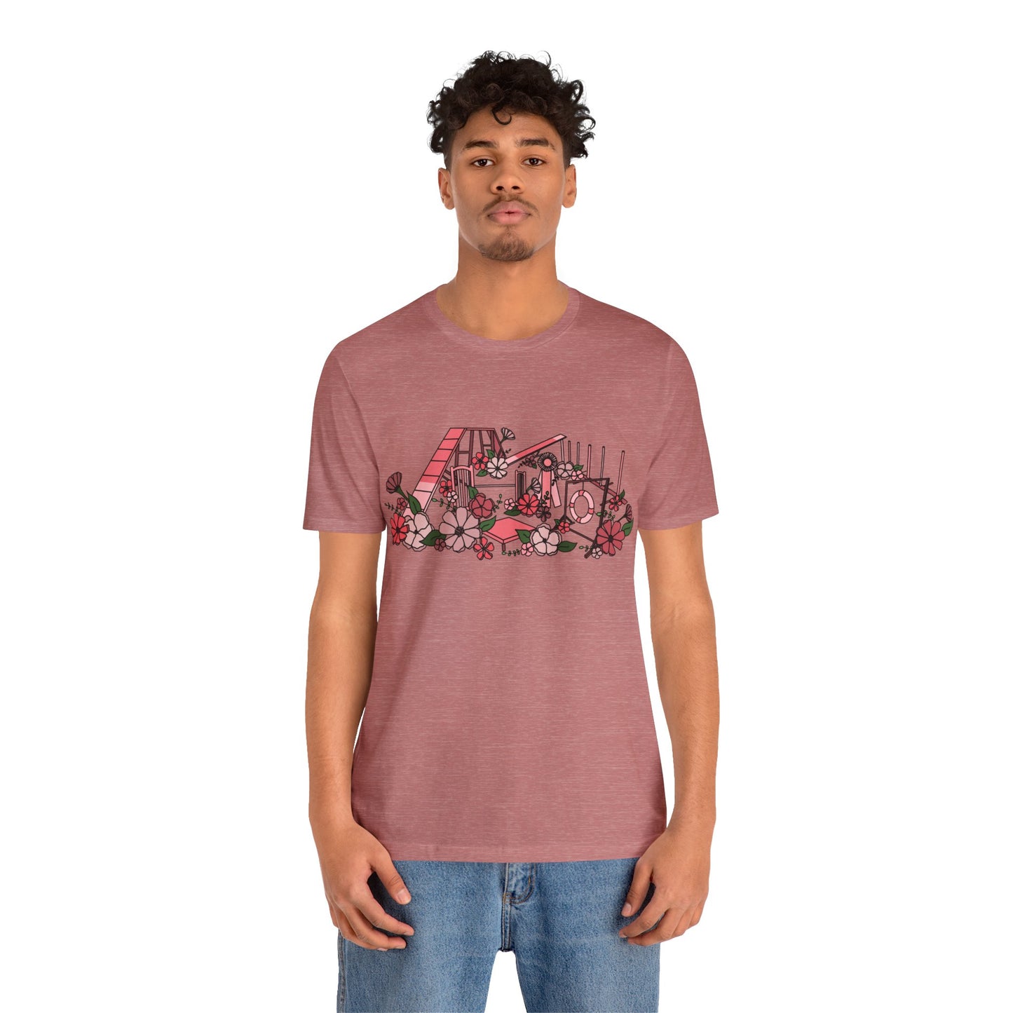 Dog Agility Floral Equipment Print Bella + Canvas Short Sleeve Tee