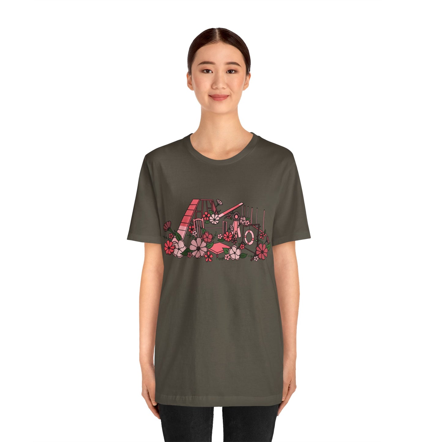Dog Agility Floral Equipment Print Bella + Canvas Short Sleeve Tee