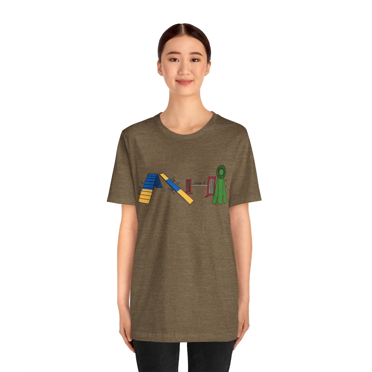 Dog Agility Day - Walk it, Tip it, Jump it, Q it - Print Bella + Canvas Short Sleeve Tee