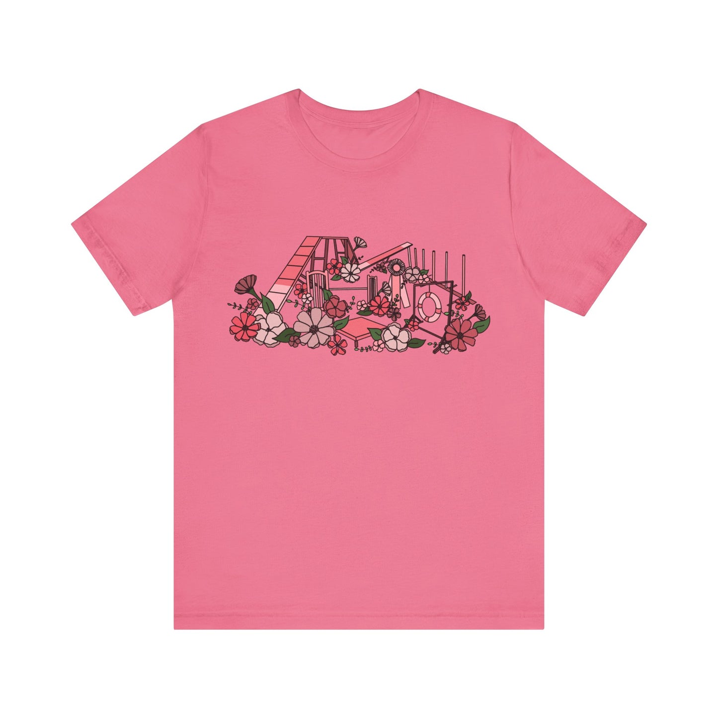 Dog Agility Floral Equipment Print Bella + Canvas Short Sleeve Tee