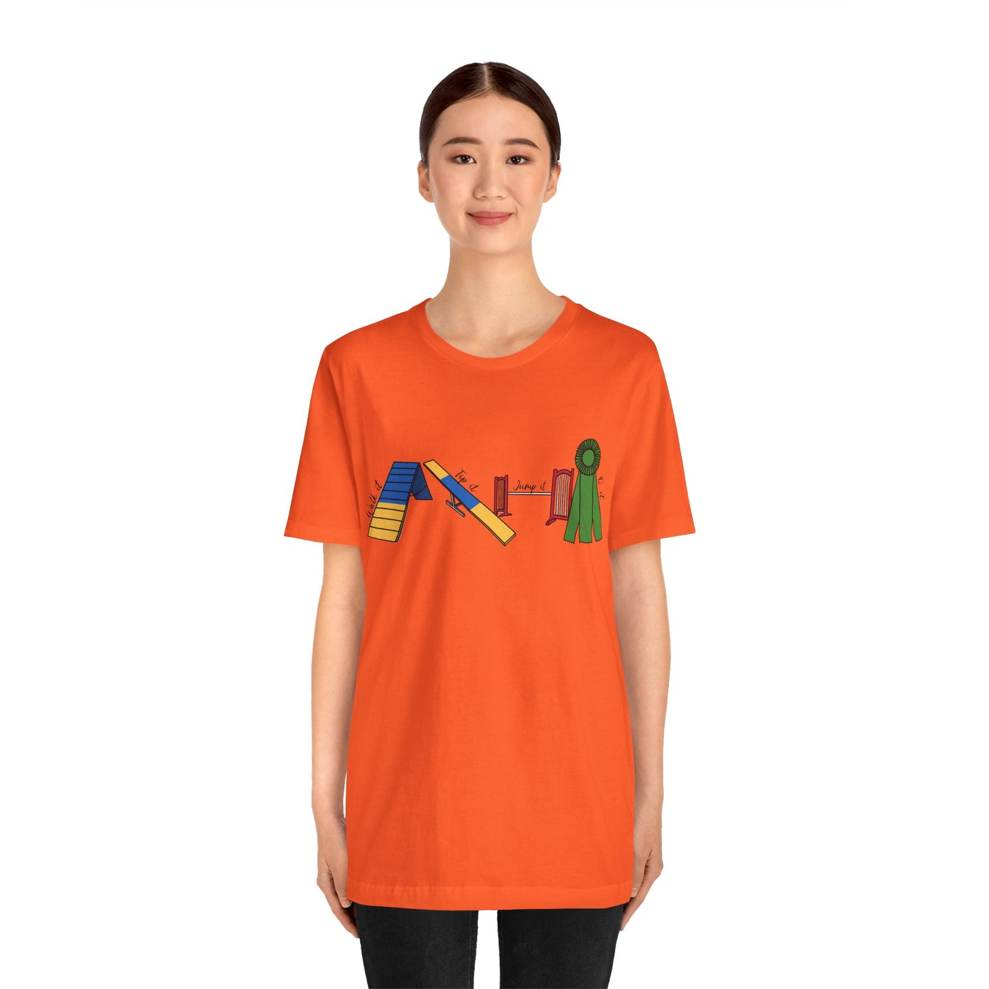 Dog Agility Day - Walk it, Tip it, Jump it, Q it - Print Bella + Canvas Short Sleeve Tee