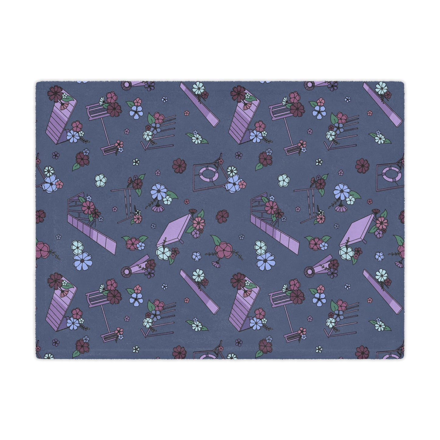 Navy Floral Dog Agility Minky Blanket