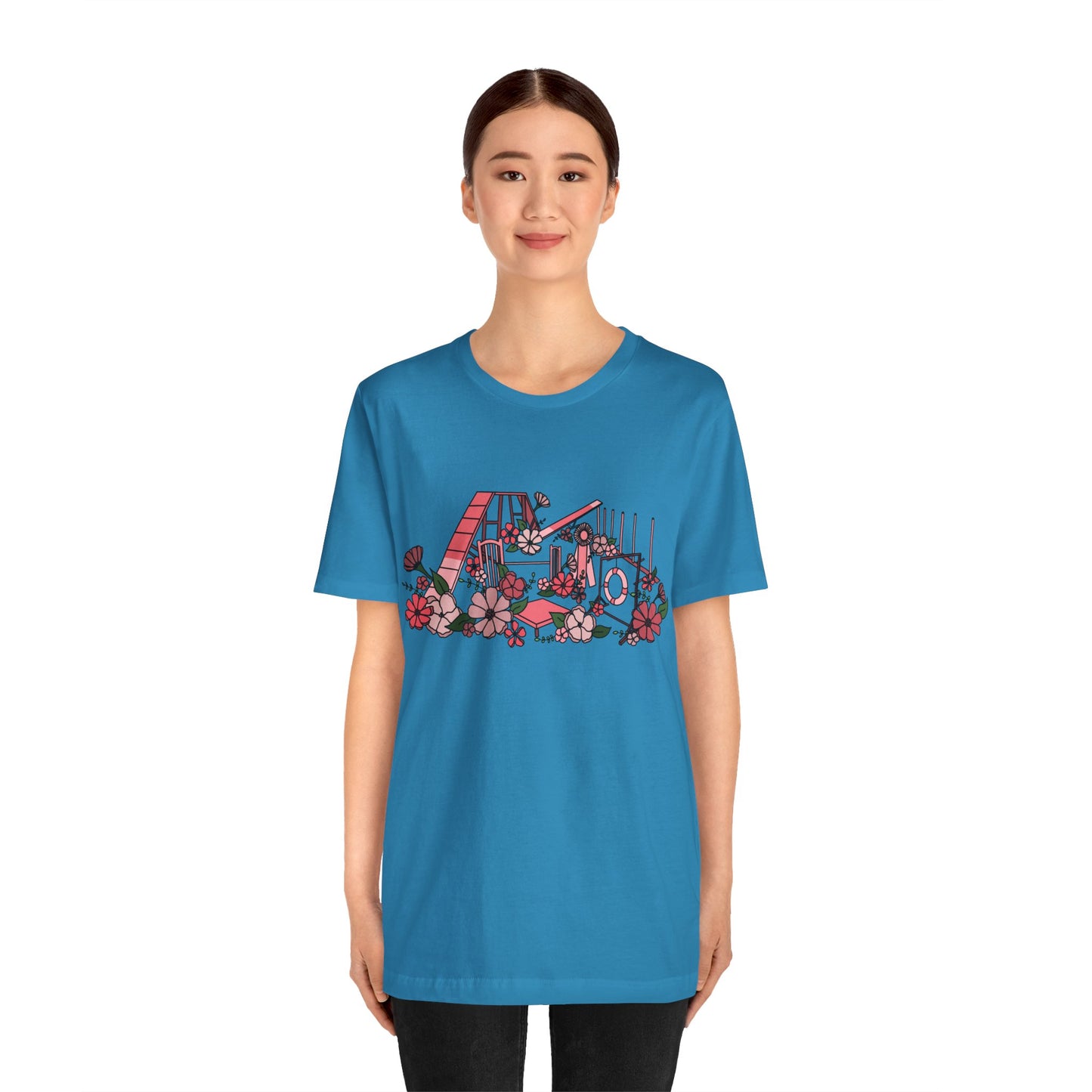 Dog Agility Floral Equipment Print Bella + Canvas Short Sleeve Tee