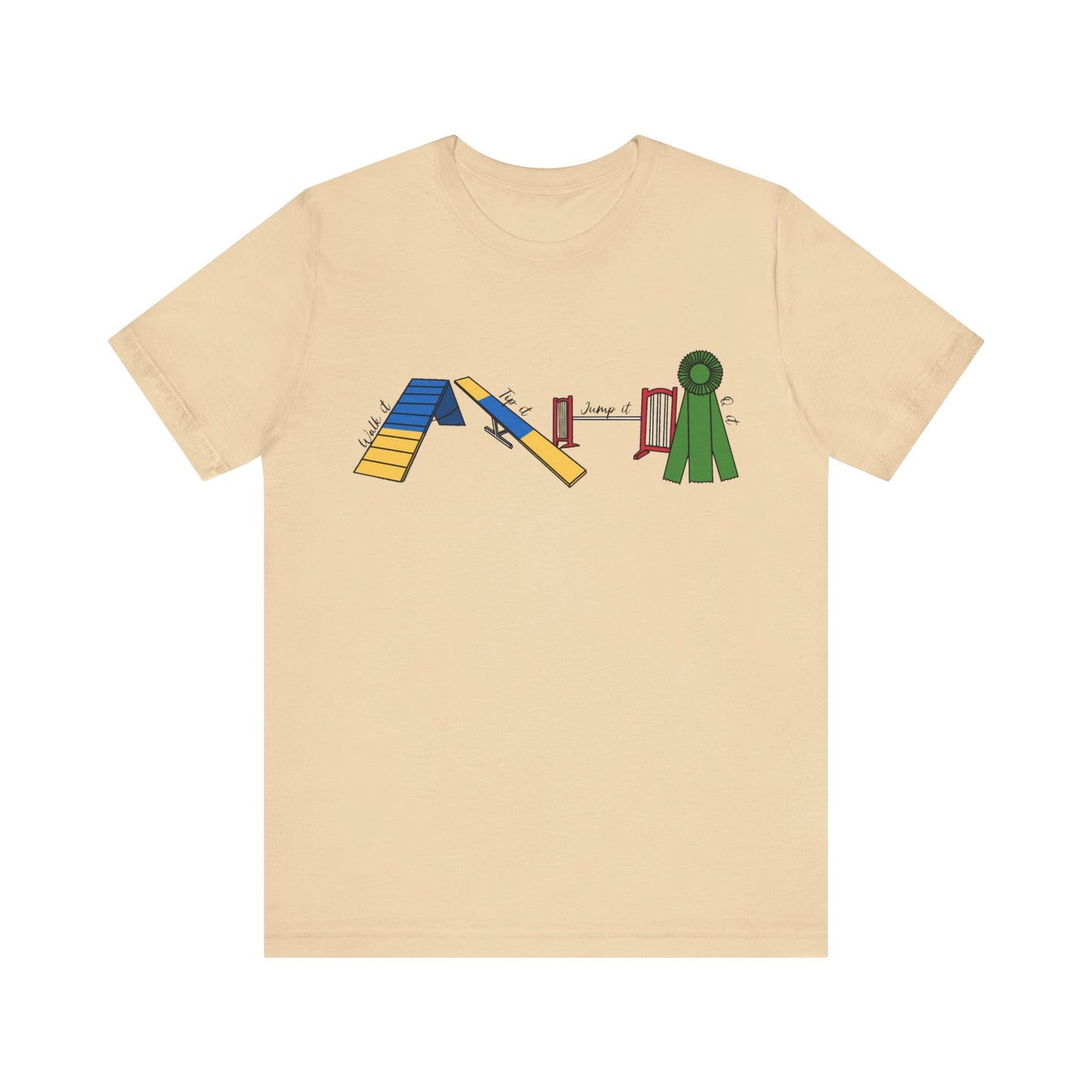 Dog Agility Day - Walk it, Tip it, Jump it, Q it - Print Bella + Canvas Short Sleeve Tee