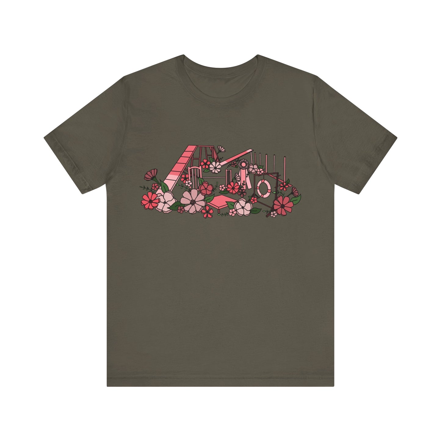 Dog Agility Floral Equipment Print Bella + Canvas Short Sleeve Tee