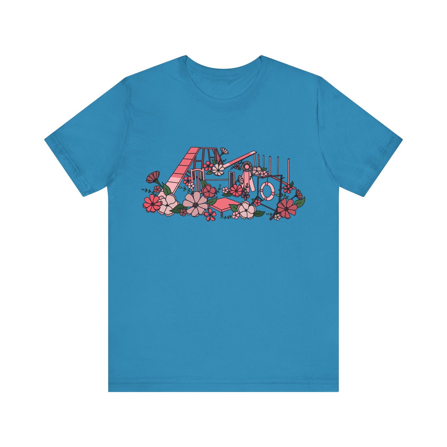 Dog Agility Floral Equipment Print Bella + Canvas Short Sleeve Tee