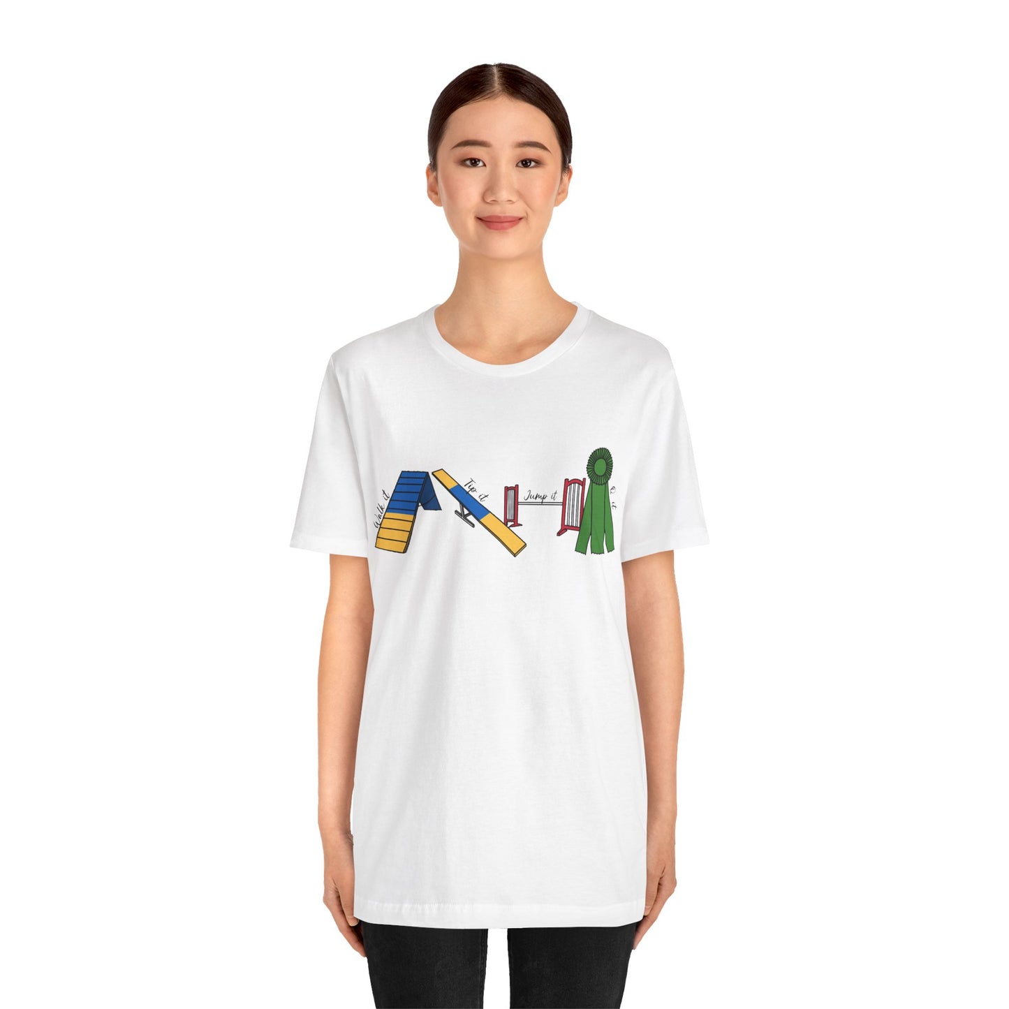 Dog Agility Day - Walk it, Tip it, Jump it, Q it - Print Bella + Canvas Short Sleeve Tee
