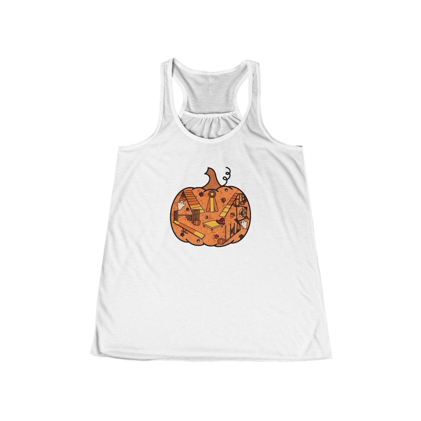 Agility Candy Corn Pumpkin Women's Flowy Racerback Tank