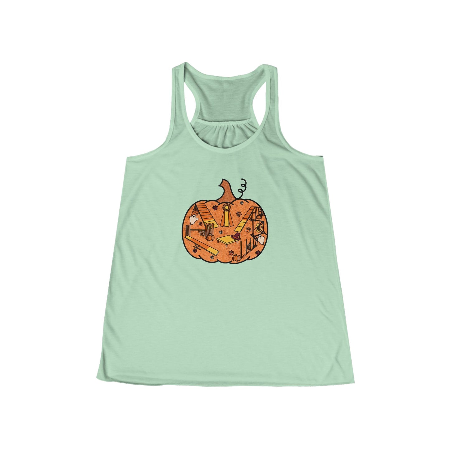 Agility Candy Corn Pumpkin Women's Flowy Racerback Tank