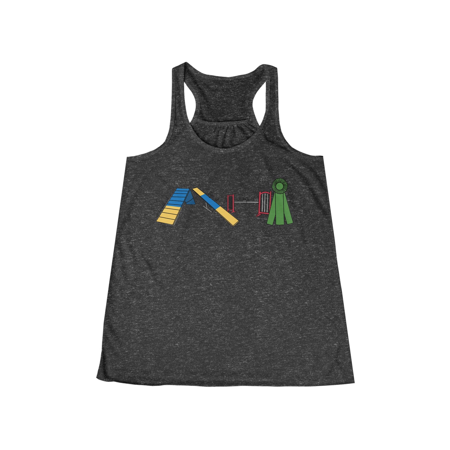 Dog Agility Day - Walk it, Tip it, Jump it, Q it - Print Women's Flowy Racerback Tank