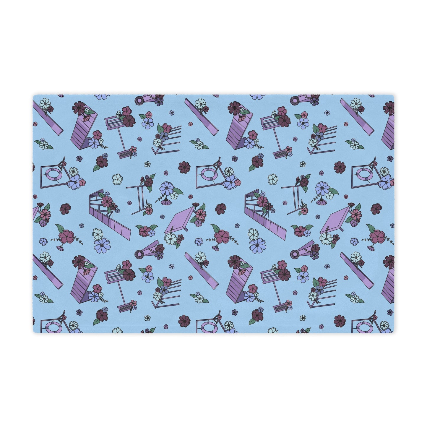 Blue Floral Dog Agility Minky Blanket