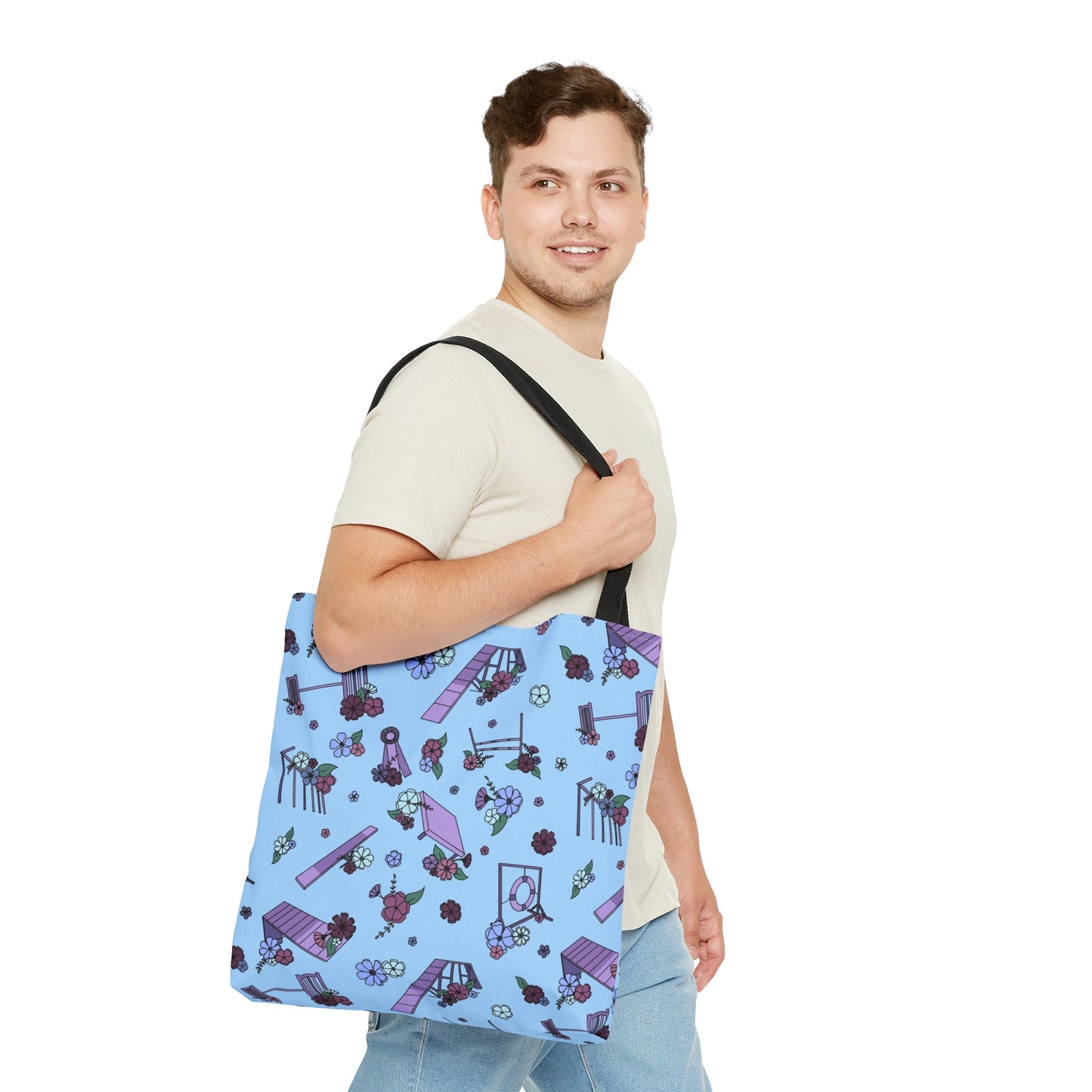 Blue Dog Agility Equipment Floral Tote Bag