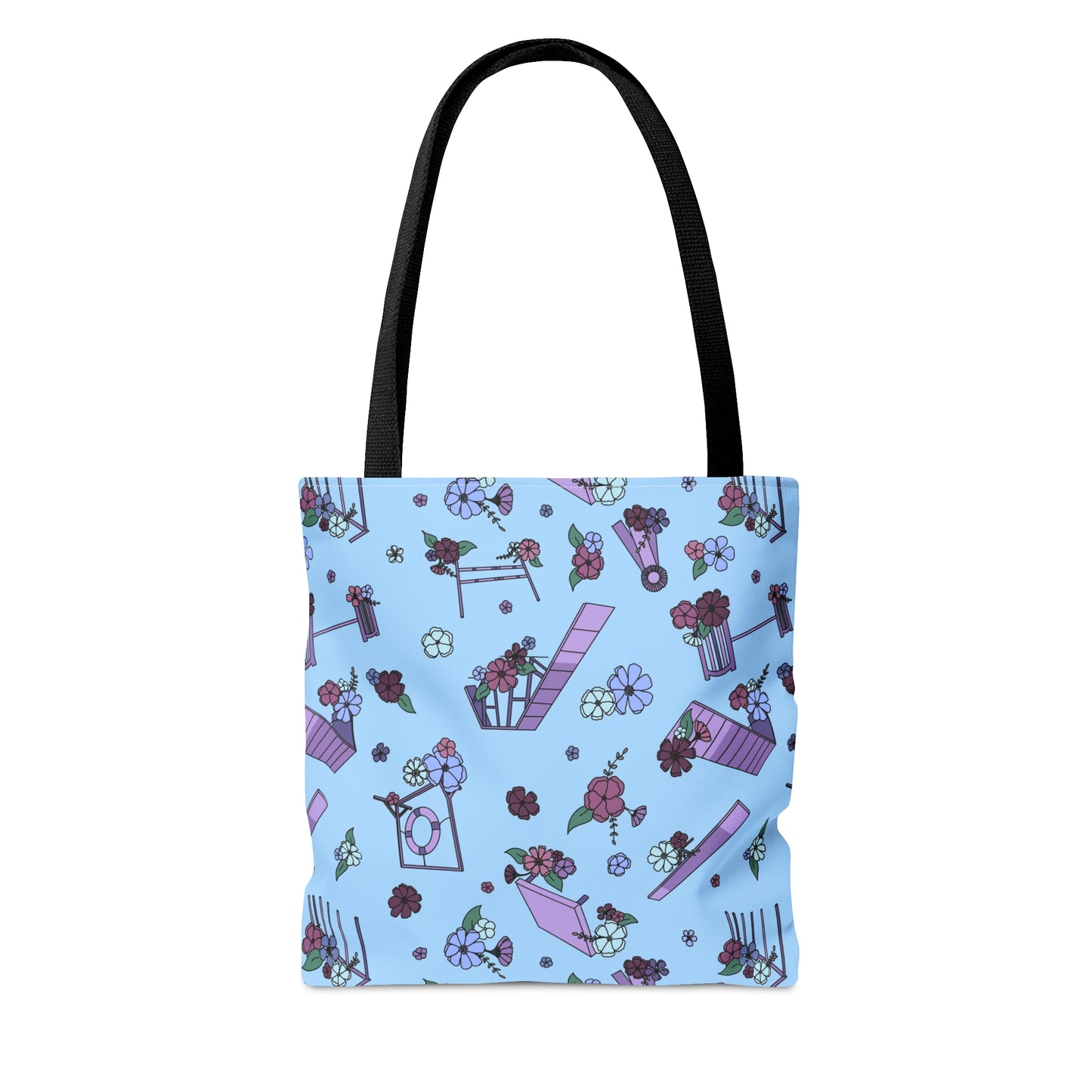 Blue Dog Agility Equipment Floral Tote Bag