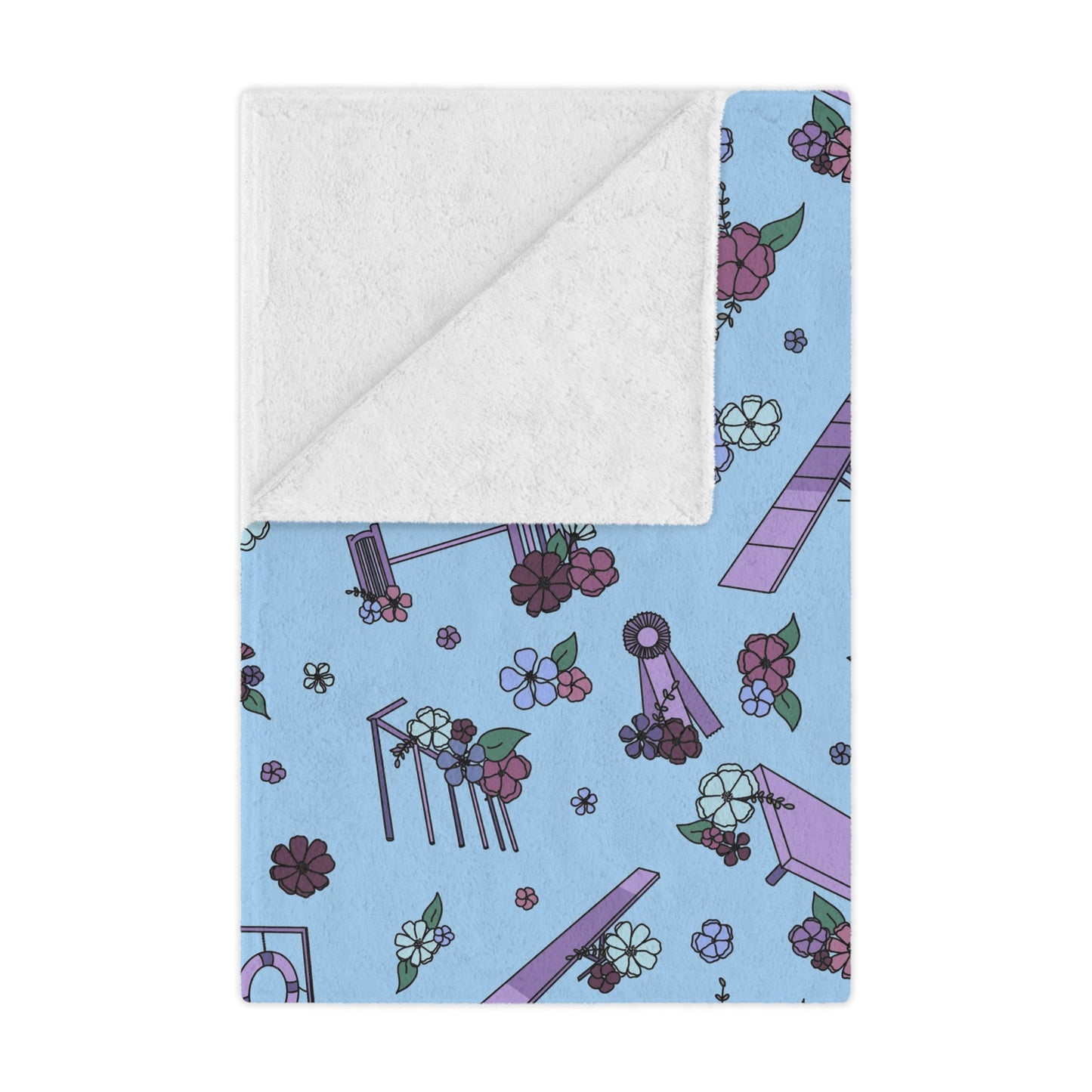 Blue Floral Dog Agility Minky Blanket