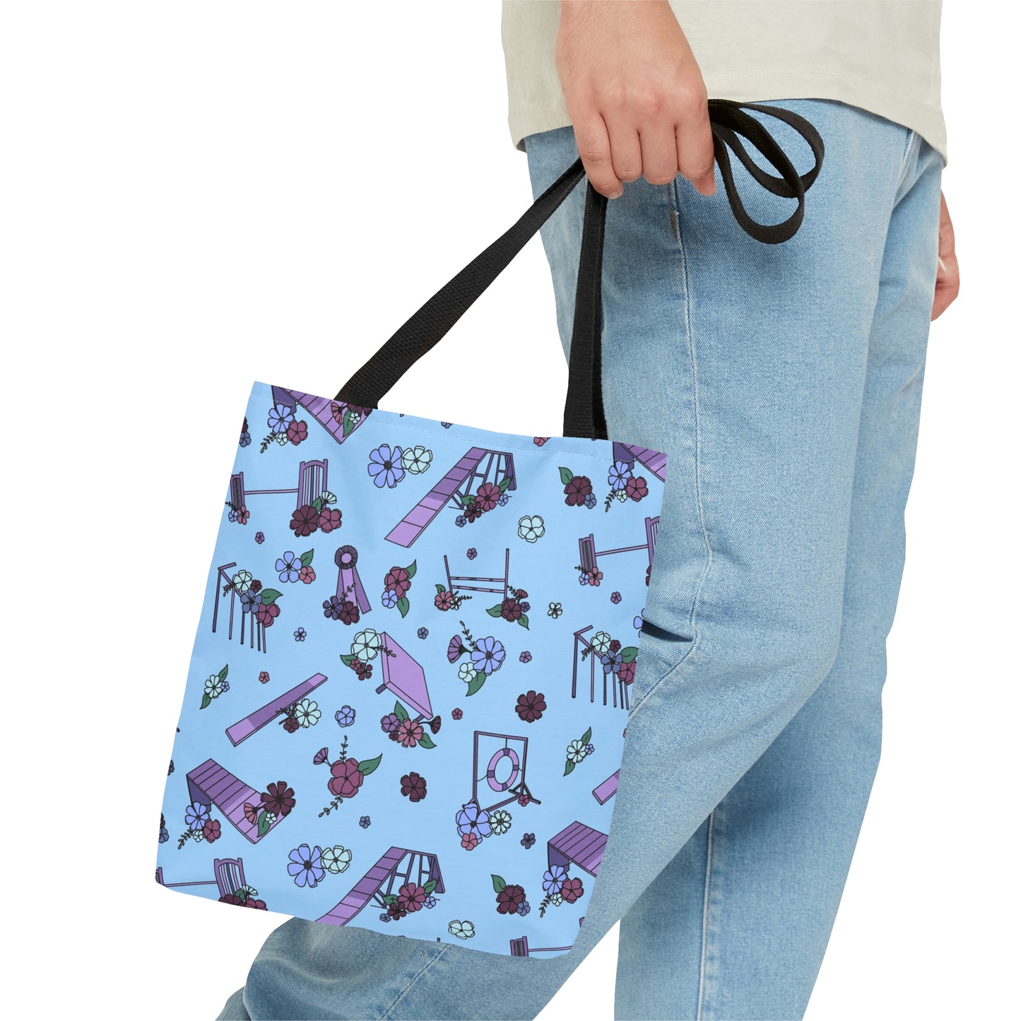 Blue Dog Agility Equipment Floral Tote Bag