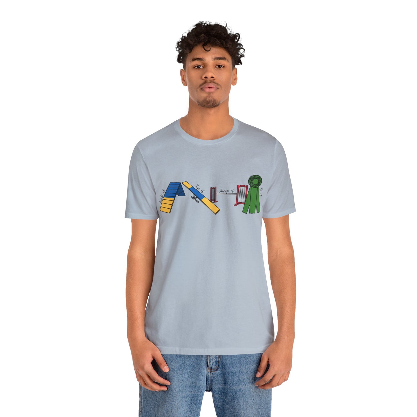 Dog Agility Day - Walk it, Tip it, Jump it, Q it - Print Bella + Canvas Short Sleeve Tee