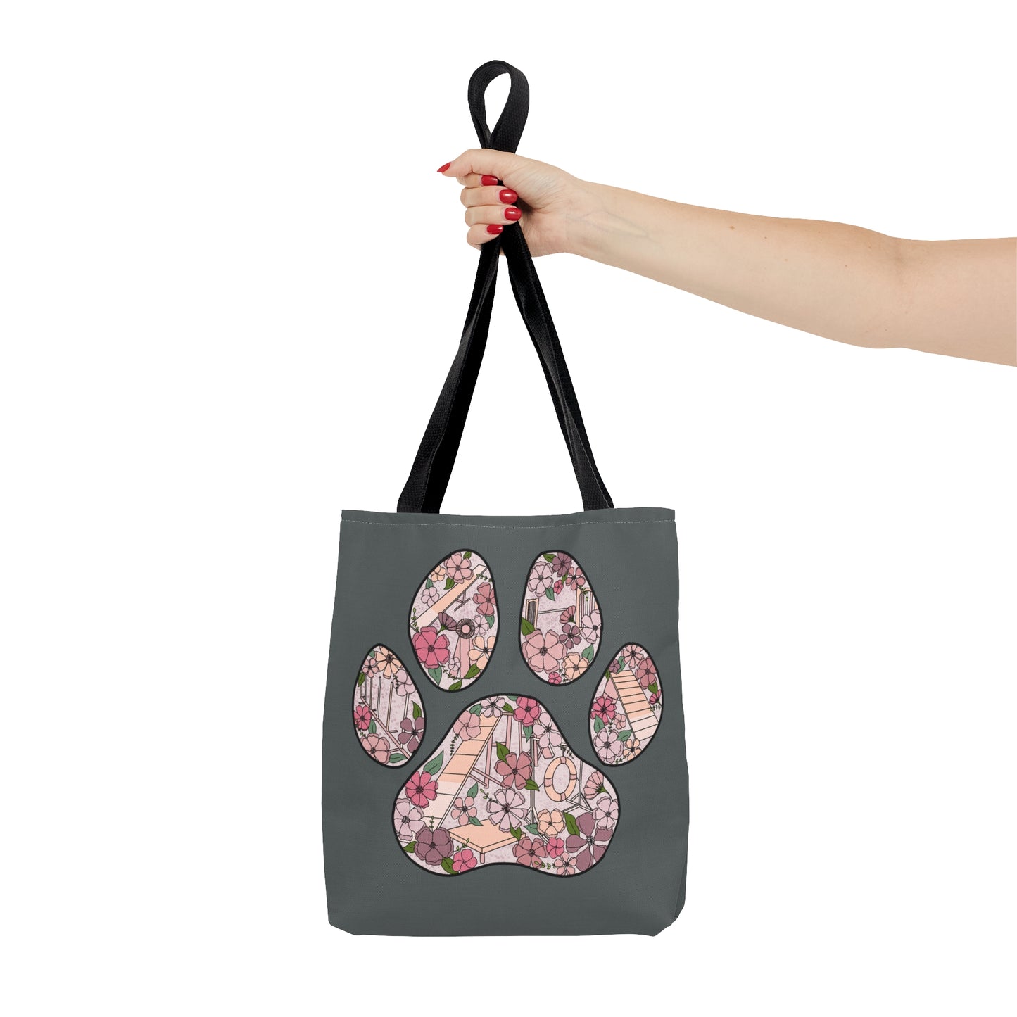 Dog Floral Agility Paw Tote Bag