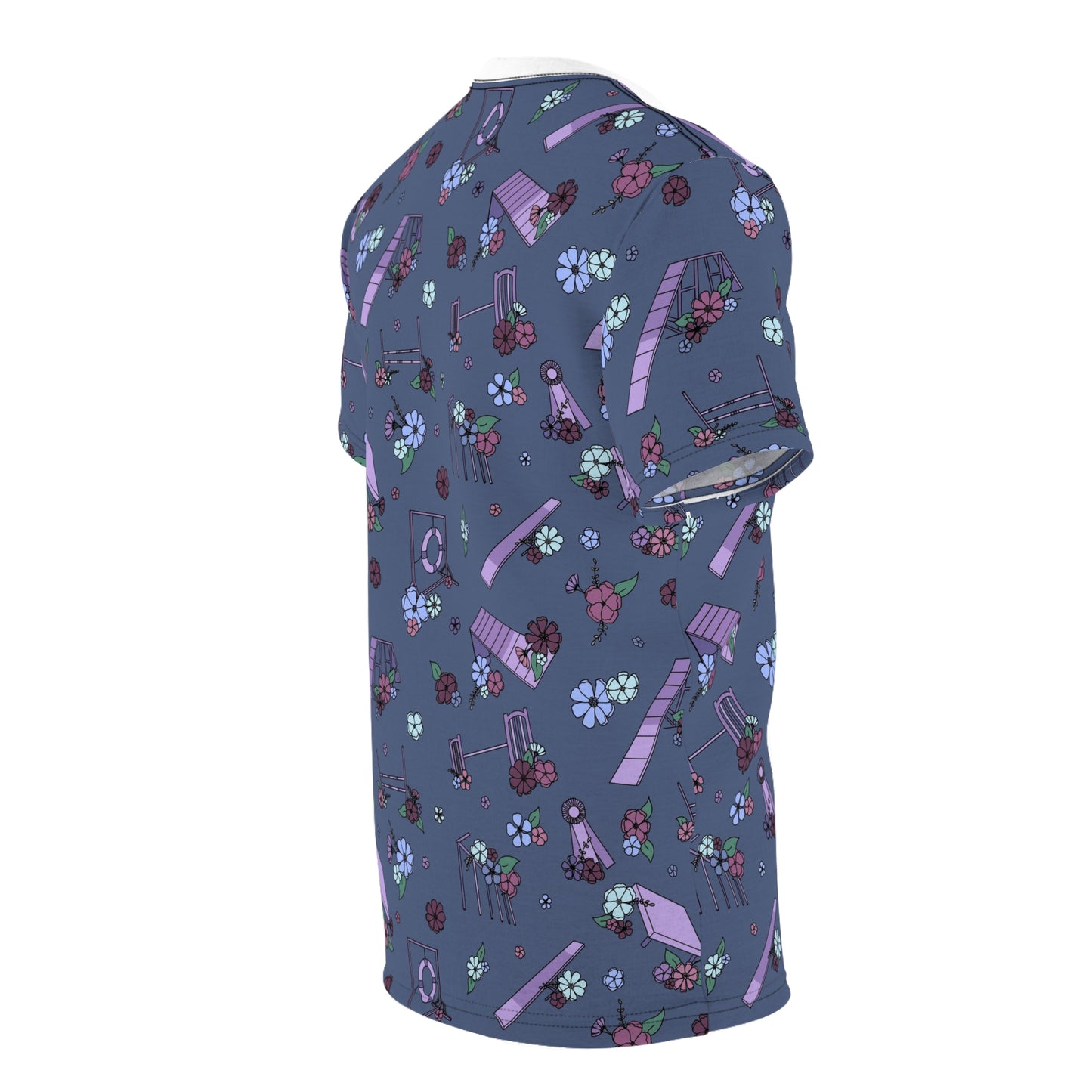 Navy Floral Agility Equipment All Over Print Tee