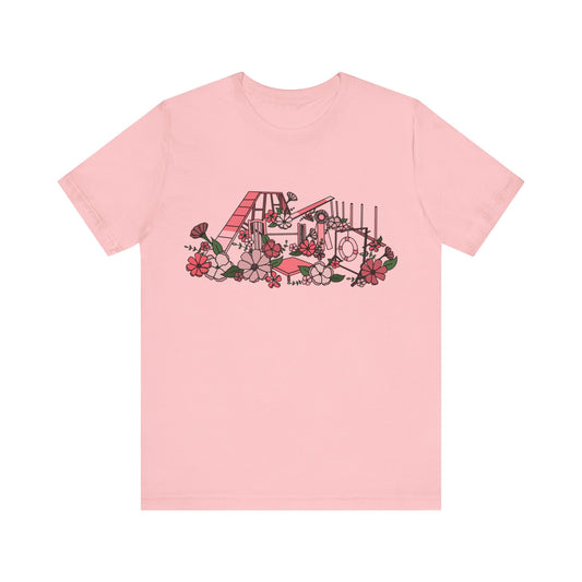 Dog Agility Floral Equipment Print Bella + Canvas Short Sleeve Tee