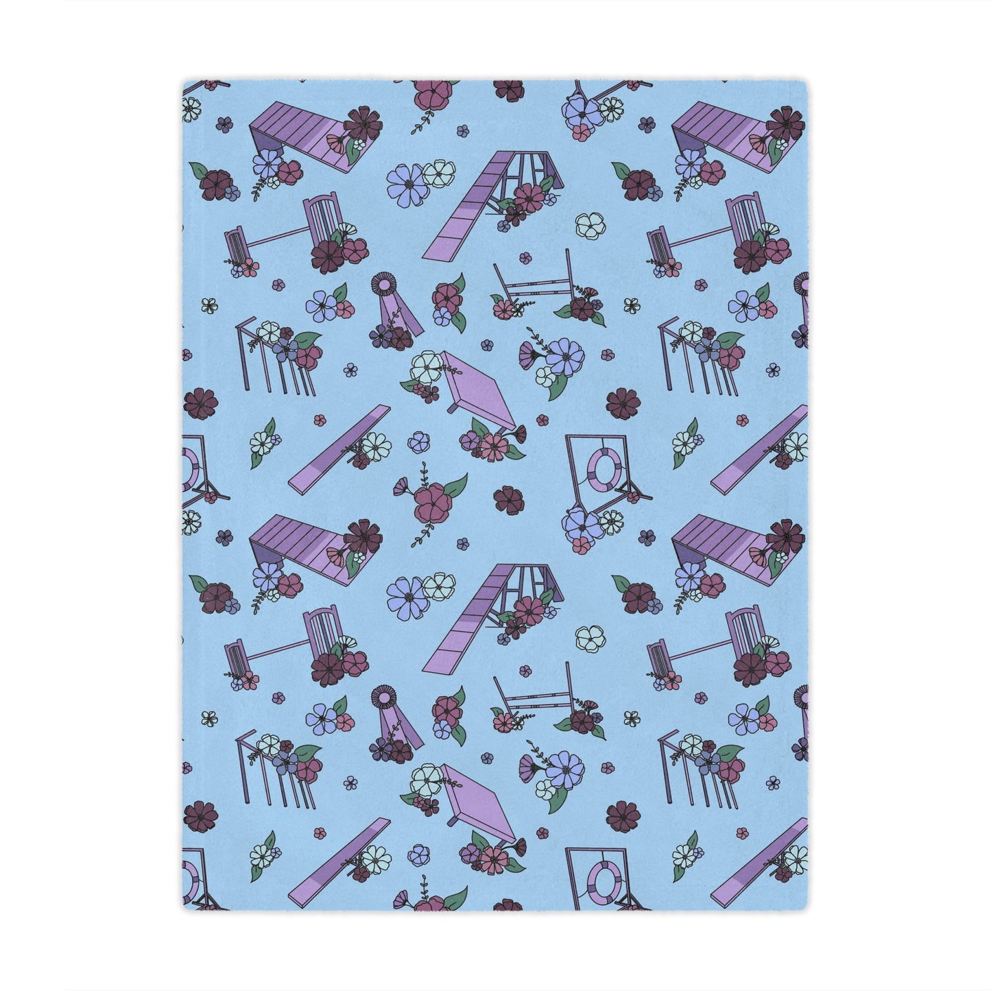 Blue Floral Dog Agility Minky Blanket