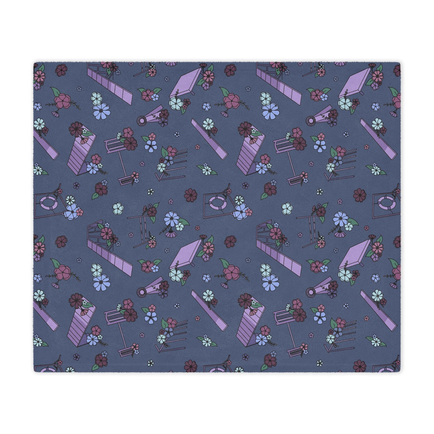 Navy Floral Dog Agility Minky Blanket