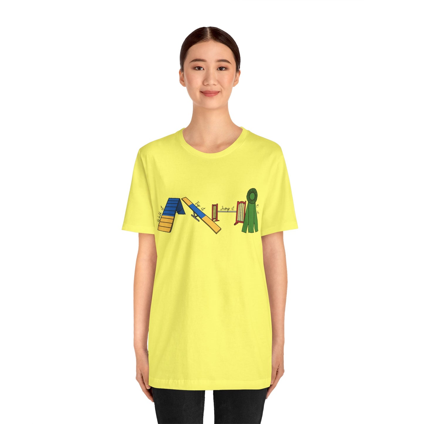 Dog Agility Day - Walk it, Tip it, Jump it, Q it - Print Bella + Canvas Short Sleeve Tee