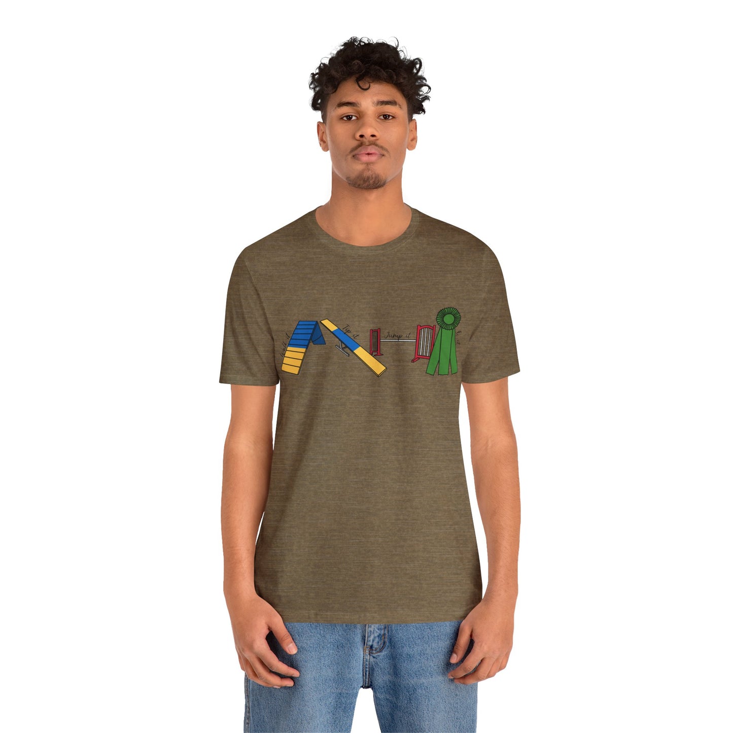 Dog Agility Day - Walk it, Tip it, Jump it, Q it - Print Bella + Canvas Short Sleeve Tee