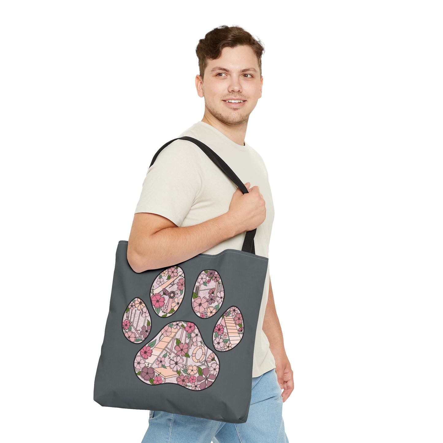 Dog Floral Agility Paw Tote Bag